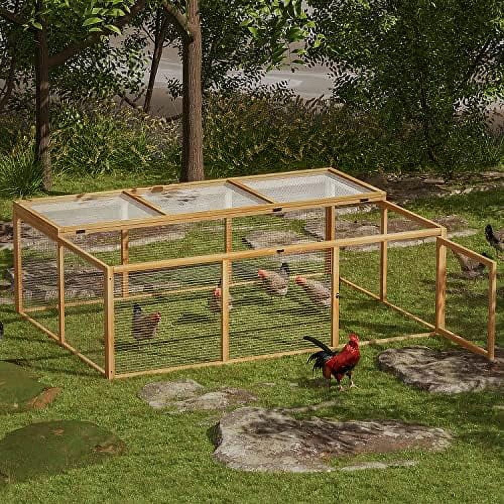 chicken run for yard wood chicken cage with openable side door and roof, combinable bunny hutch rabbit pen hen coop add-ons, outdoor small animal habitat enclosure, 68 x x 22 inch