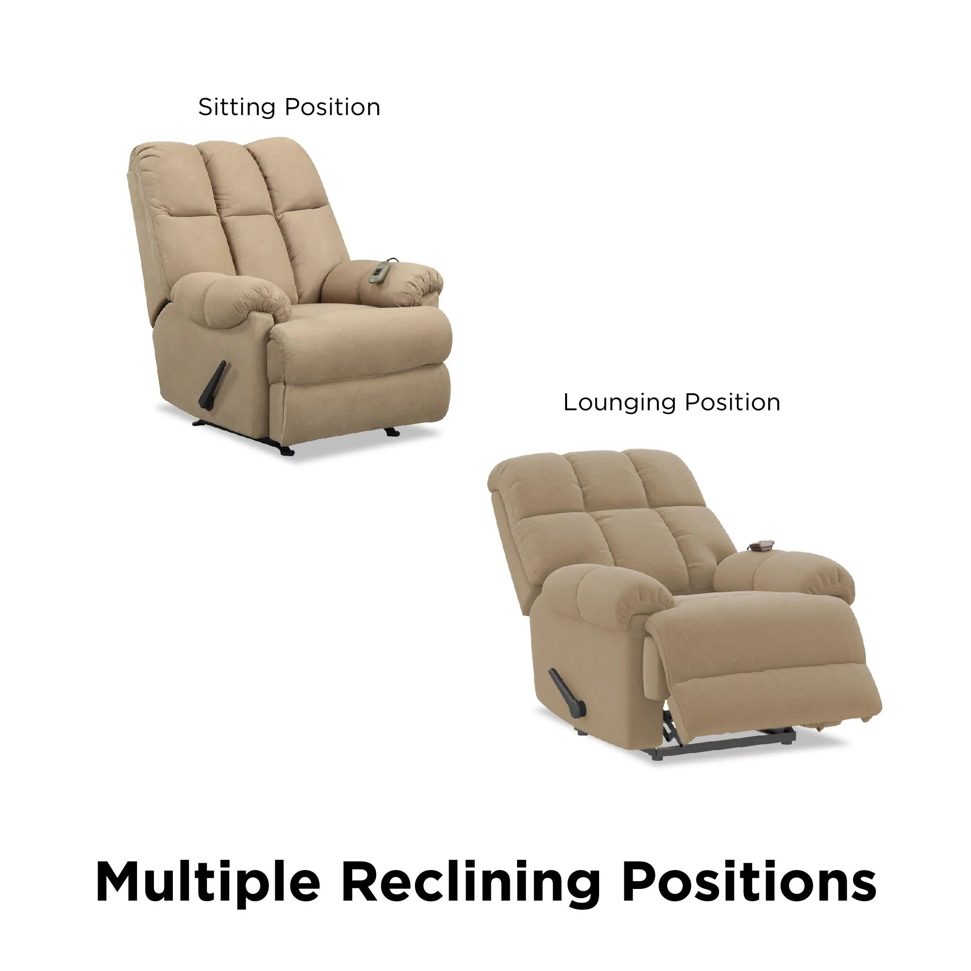 Elm & Oak Padded Massage Rocker Recliner, Tan