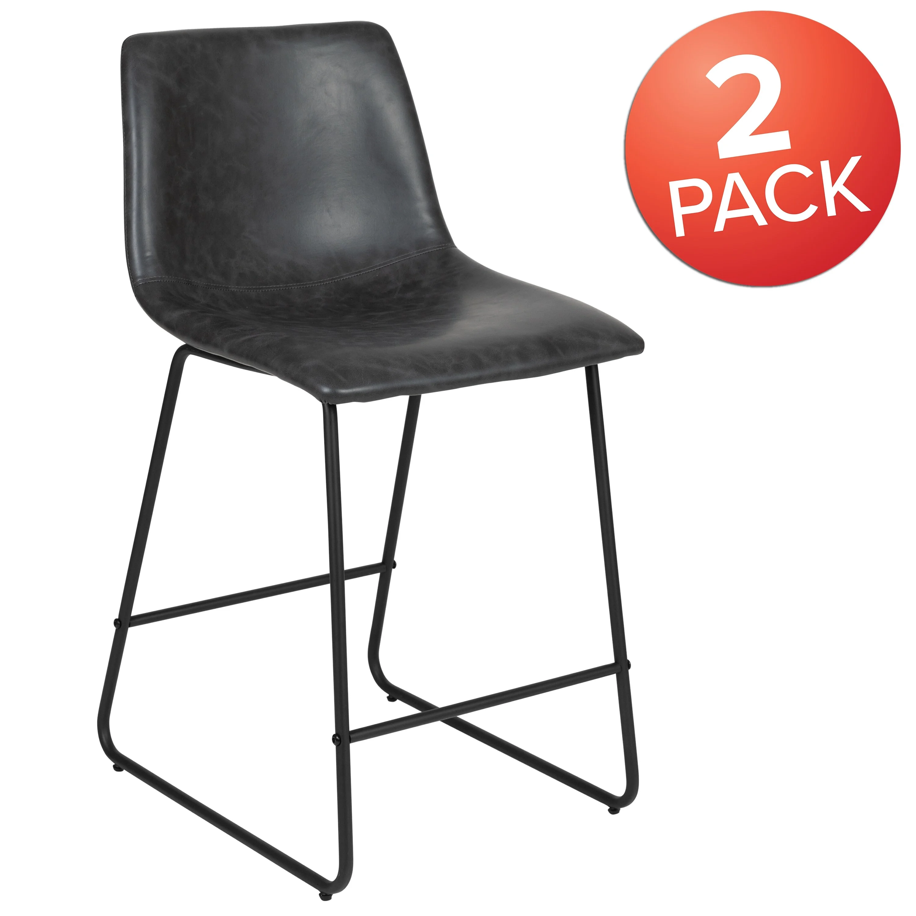 Flash Furniture LeatherSoft Counter-height Stools (Set of 2) Gray