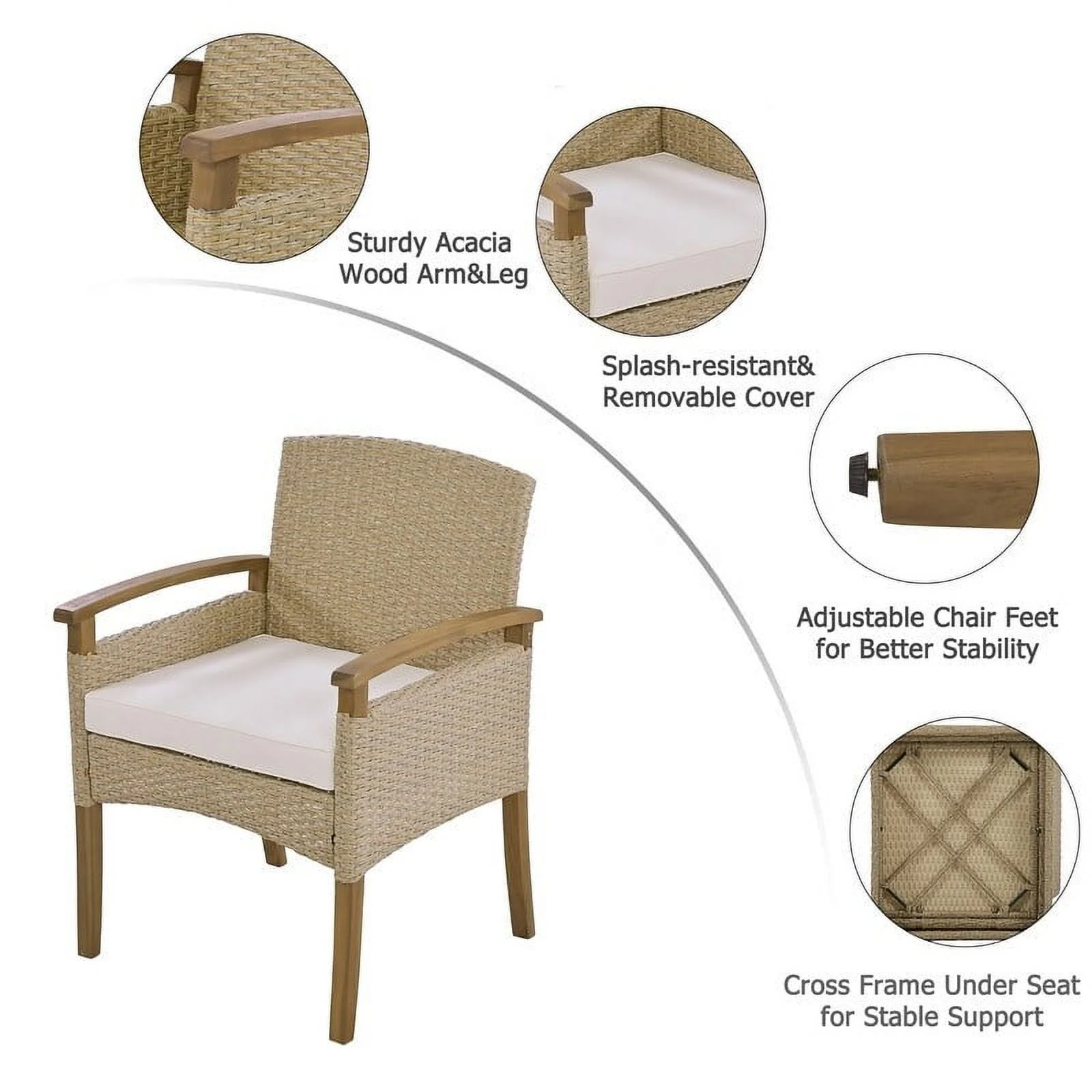 Unbranded 7-Piece Outdoor Dining Table Set for 6, Patio Rattan Sectional Sets