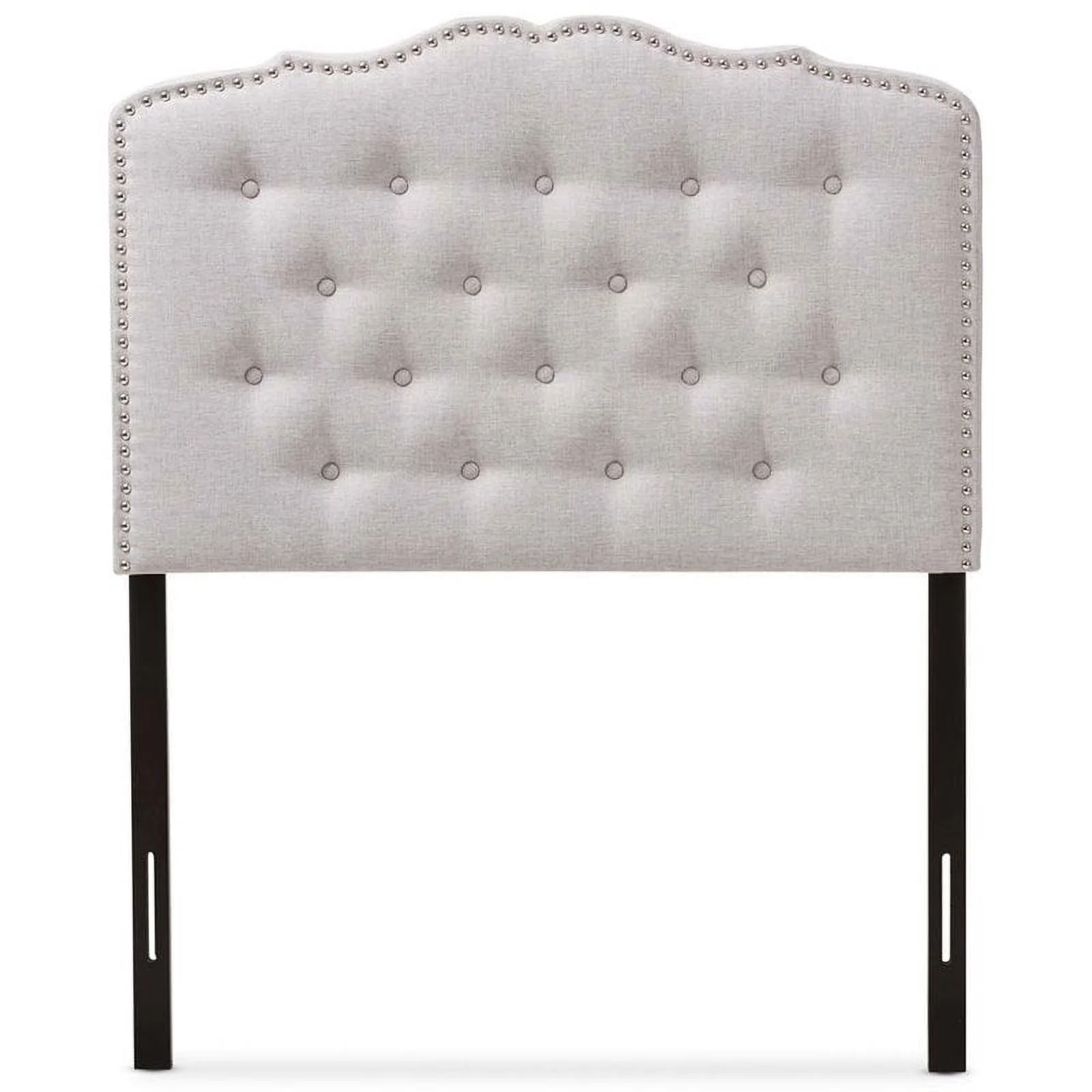 Bowery Hill Modern Fabric Tufted Twin Headboard in Grayish Beige