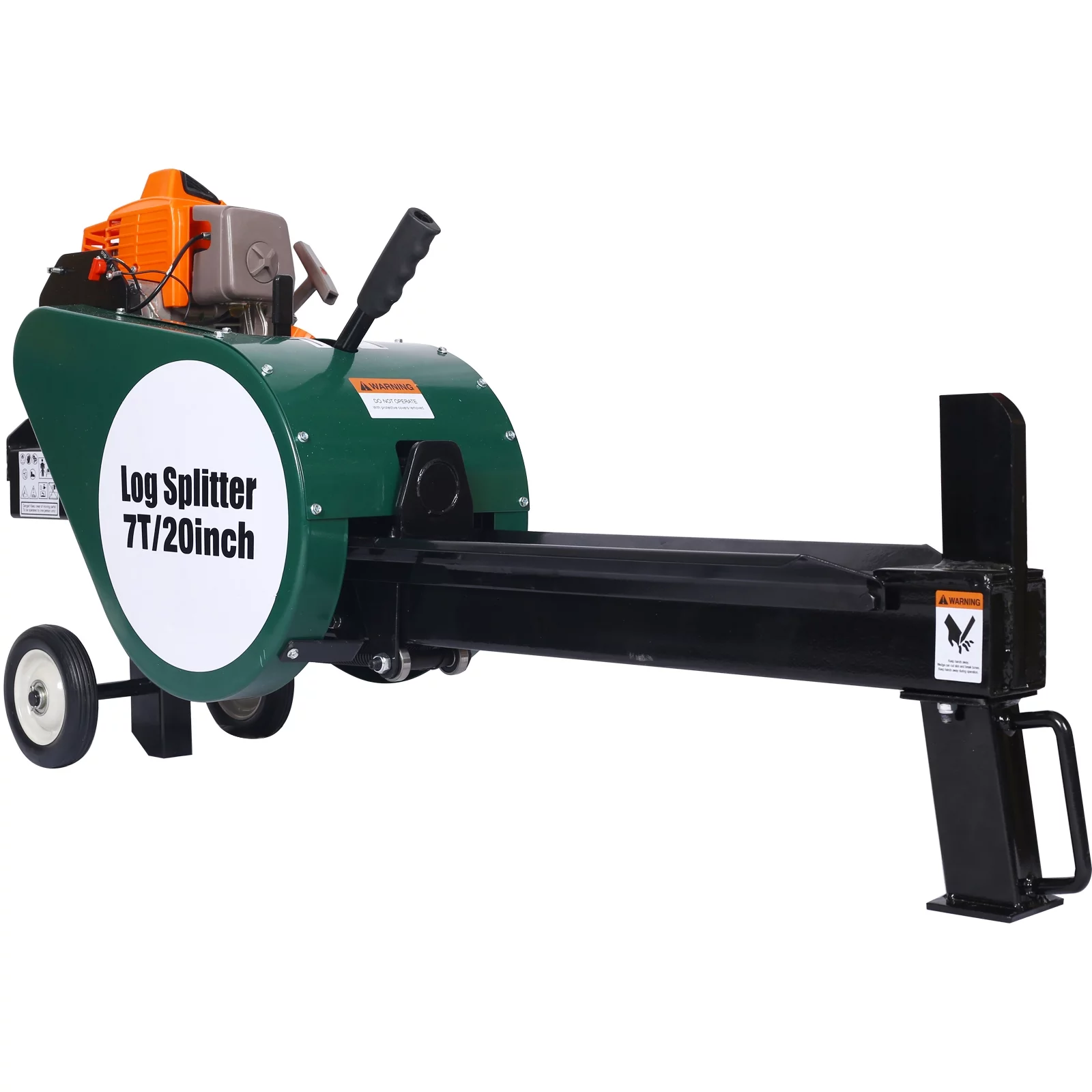 Double Flywheel Electric Log Splitter 7-Ton Compact Horizontal Gas Log Splitter with Auto Return 20in,portable 63cc engine firewood splitting forestry harvesting