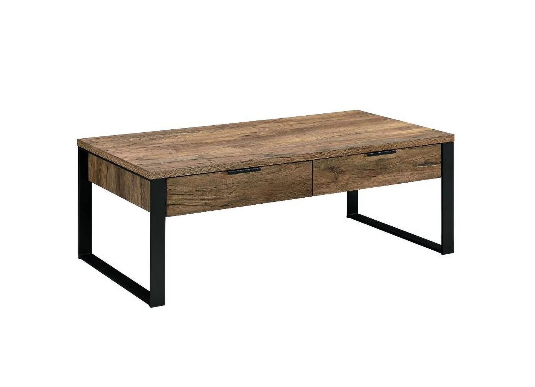 Acme Furniture Aflo Industrial Metal Coffee Table with Storage, Black/Brown