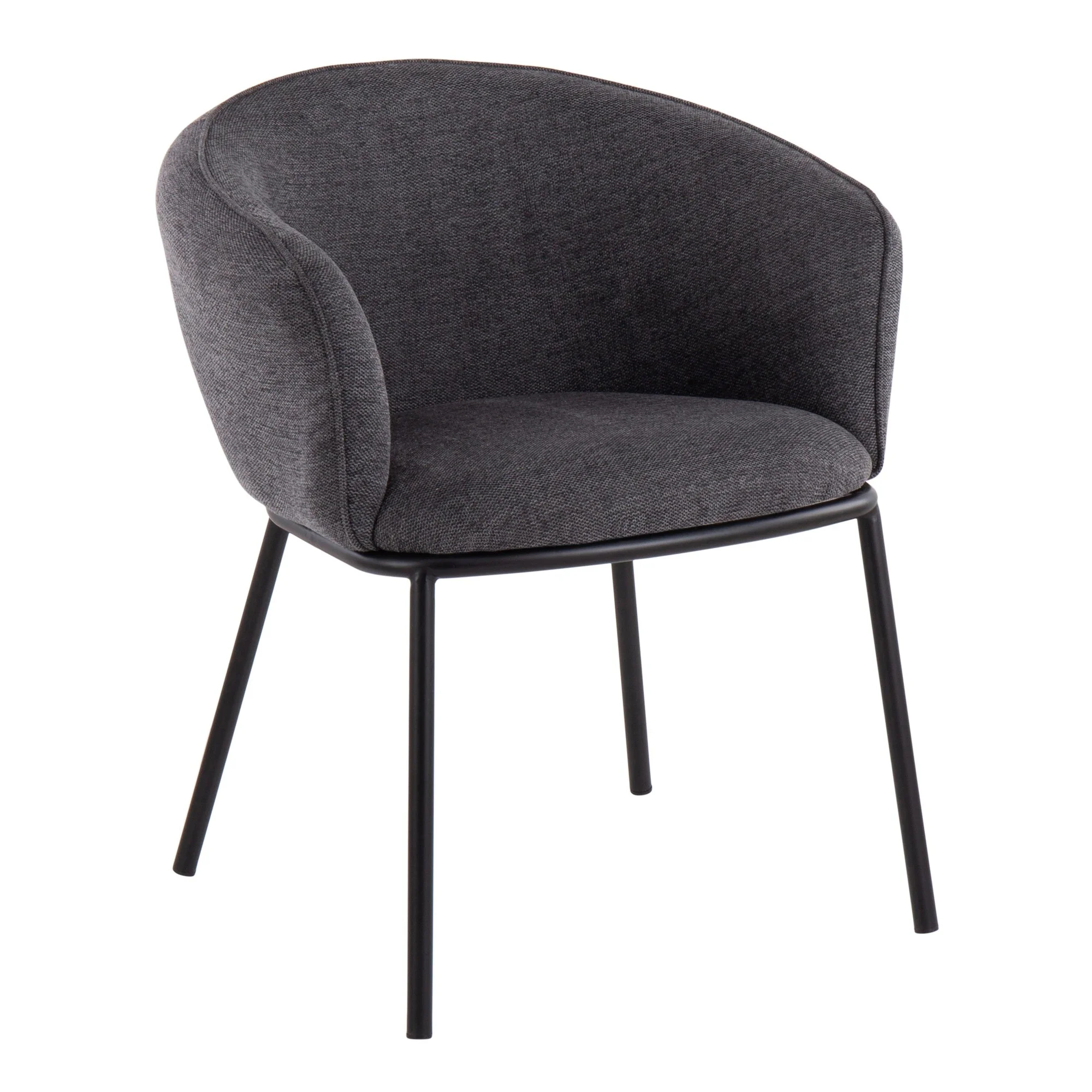 DeeHome Ashland Contemporary Chair in Black Steel and Charcoal Fabric by LumiSource