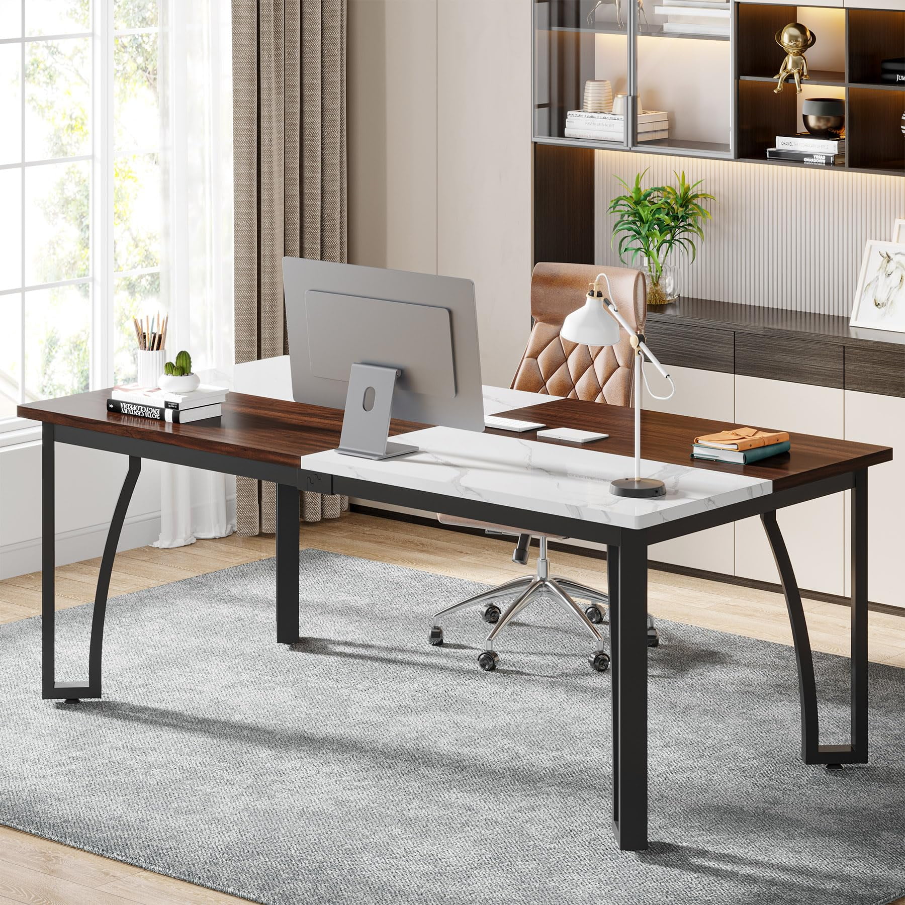 Tribesigns 62.9 inch Computer Desk, Large Office Executive Desk with Metal Legs