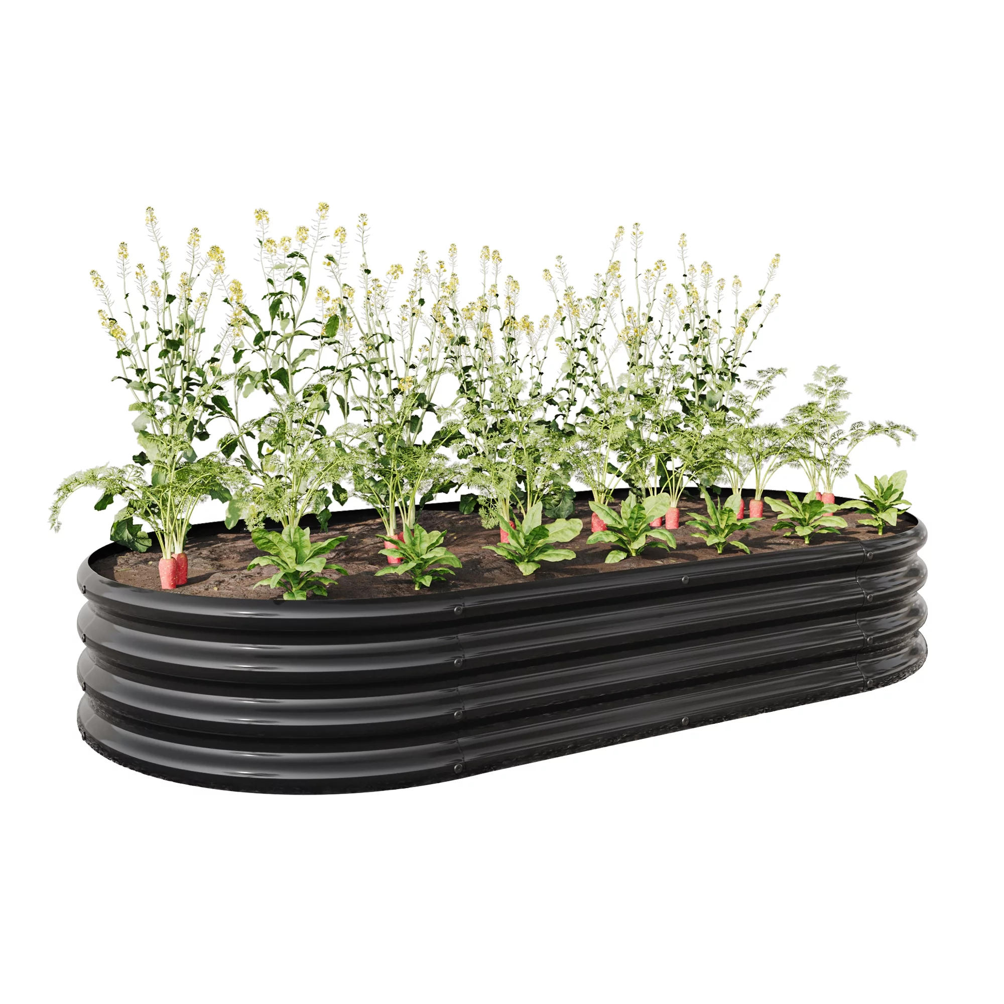 BCBYou Raised Garden Bed Outdoor, Oval Large Metal Raised Planter Bed for for Plants, Vegetables, and Flowers