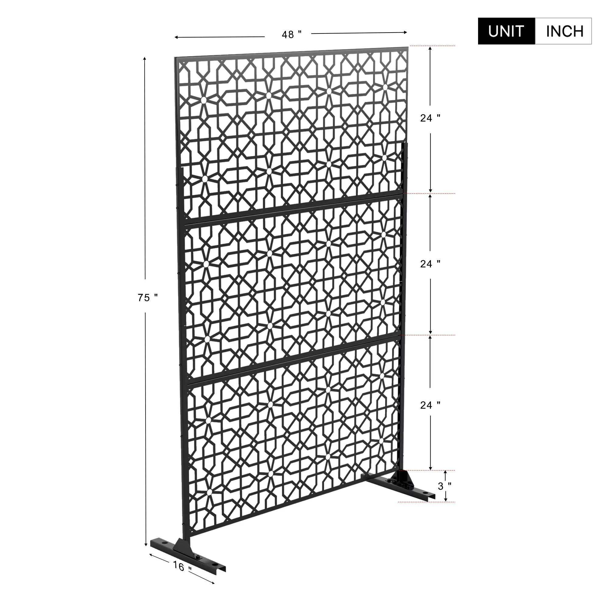 6.5 ft. H x 4 ft. W Laser Cut Metal Privacy Screen