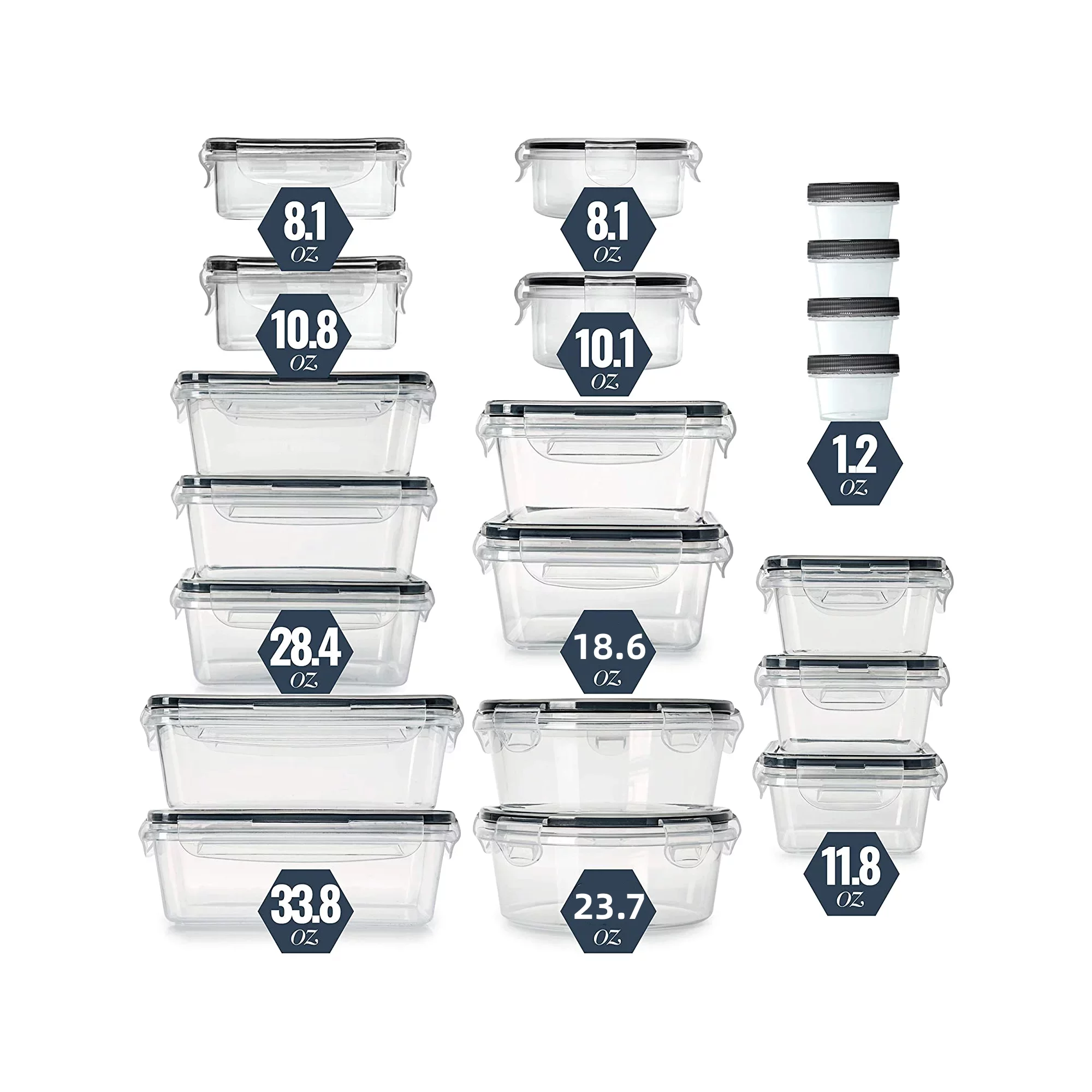 24 Pcs Food Storage Containers with Lids (24 Variety Pack)- Airtight Leak Proof, BPA-Free Container Set for Kitchen Storage & Organization