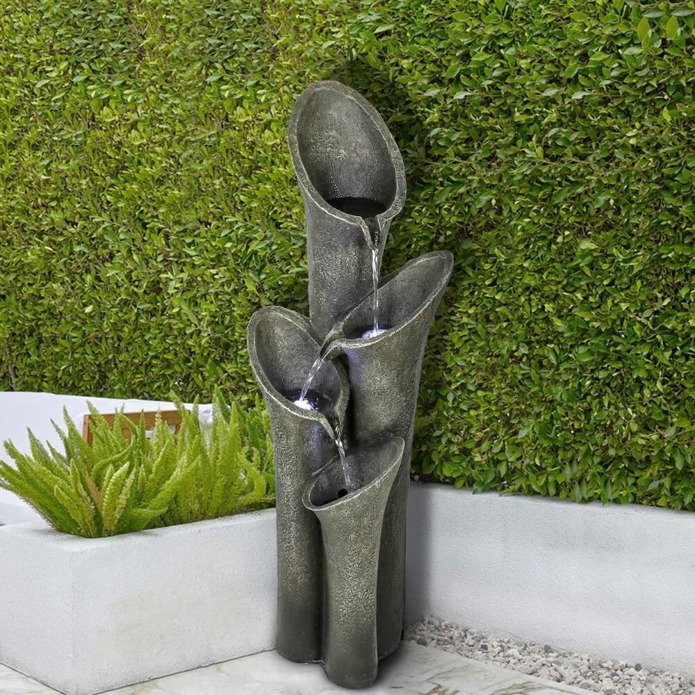 Meedzom Modern Outdoor Floor Rock Water Fountain 33.5