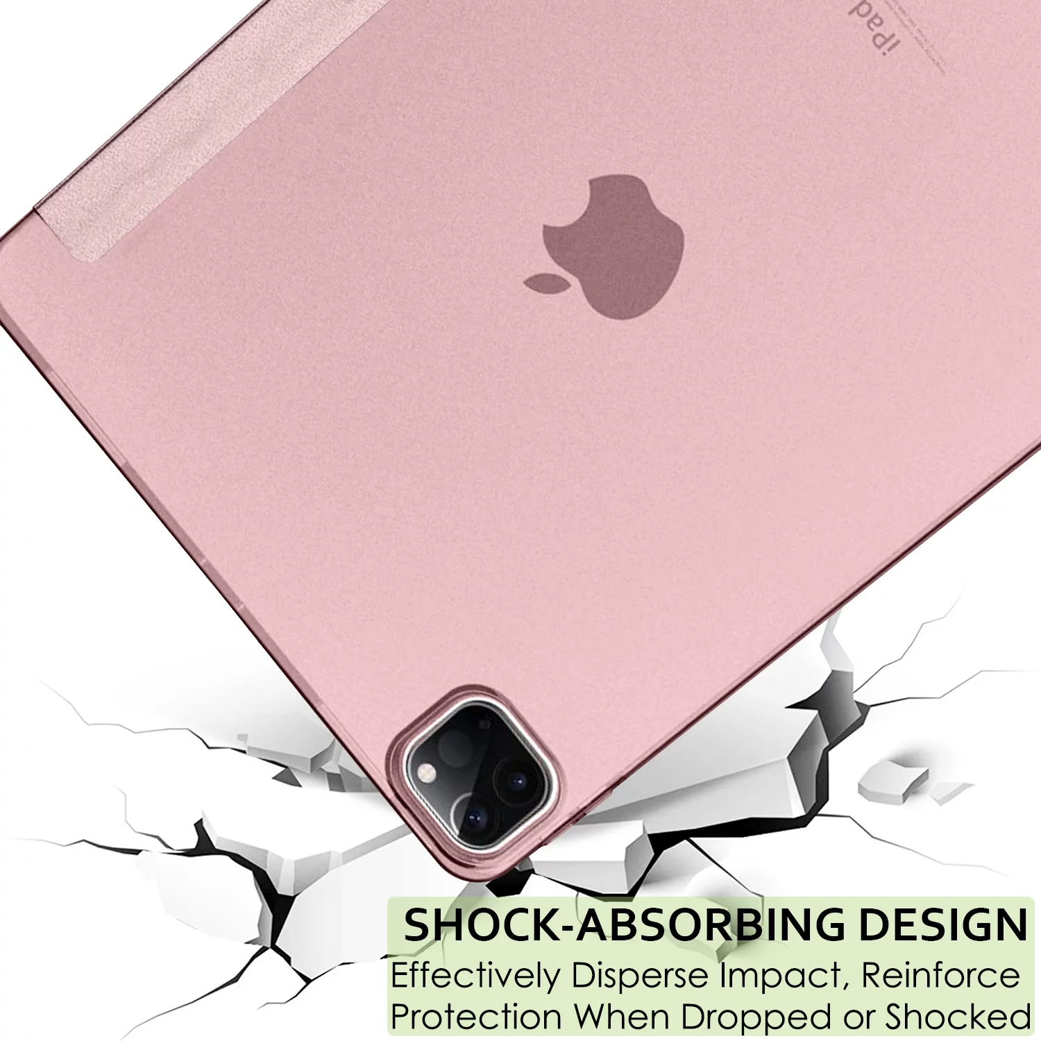 DuraSafe Cases iPad PRO 4th 5th 6th Gen 2020 2021 2022 12.9 Inch [ 4 5 6 Gen ] MY2H2LL/A MXAT2LL/A MXAV2LL/A MXAX2LL/A MY2J2LL/A MXAU2LL/A MXAW2LL/A MXAY2LL/A iPad Cover Hard Back - Rose Gold