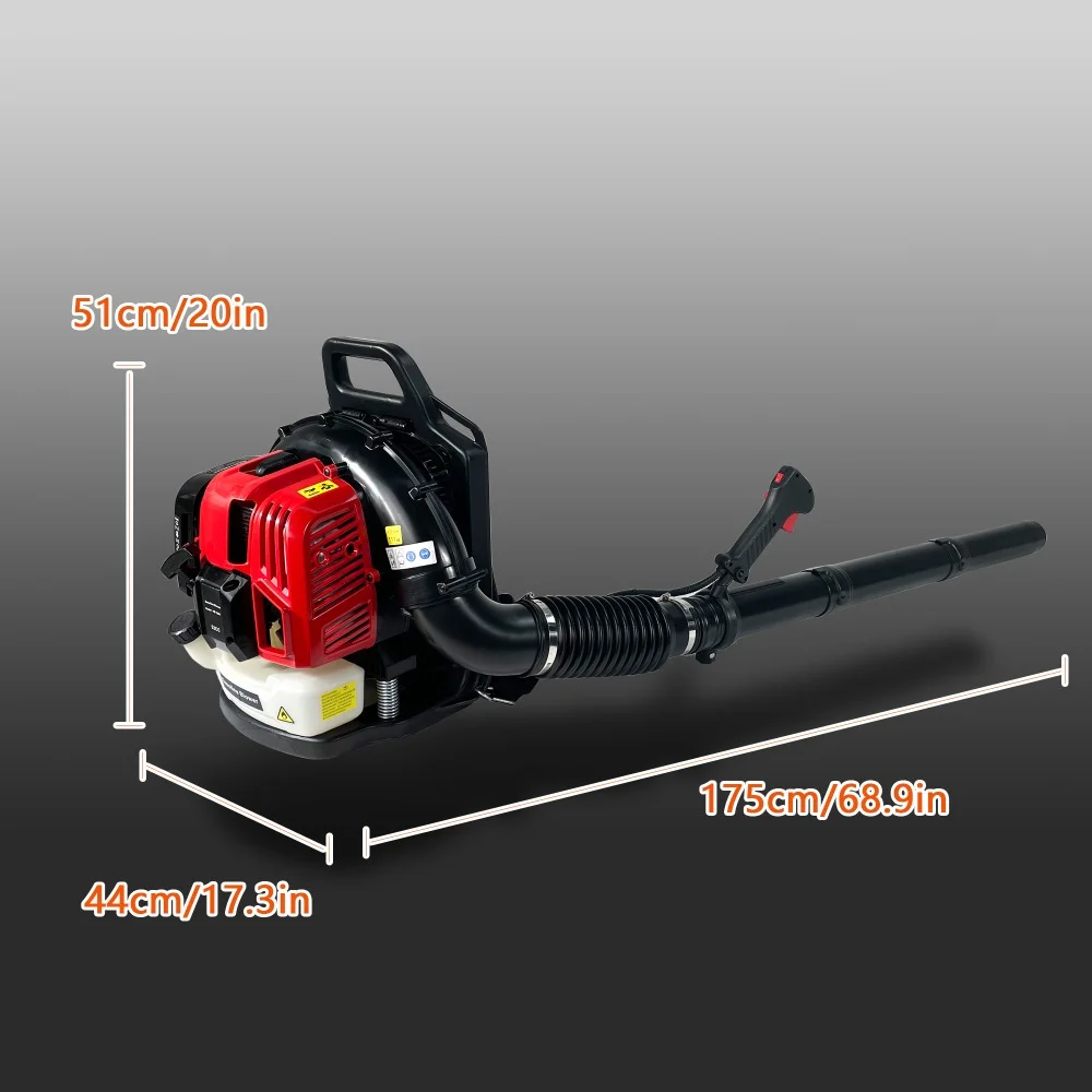Backpack Leaf Blower, 52CC,530CFM,175MPH ,2 Stroke  Air Cooling Gasoline Backpack Grass Blower,Snow Blower  EPA Compliant
