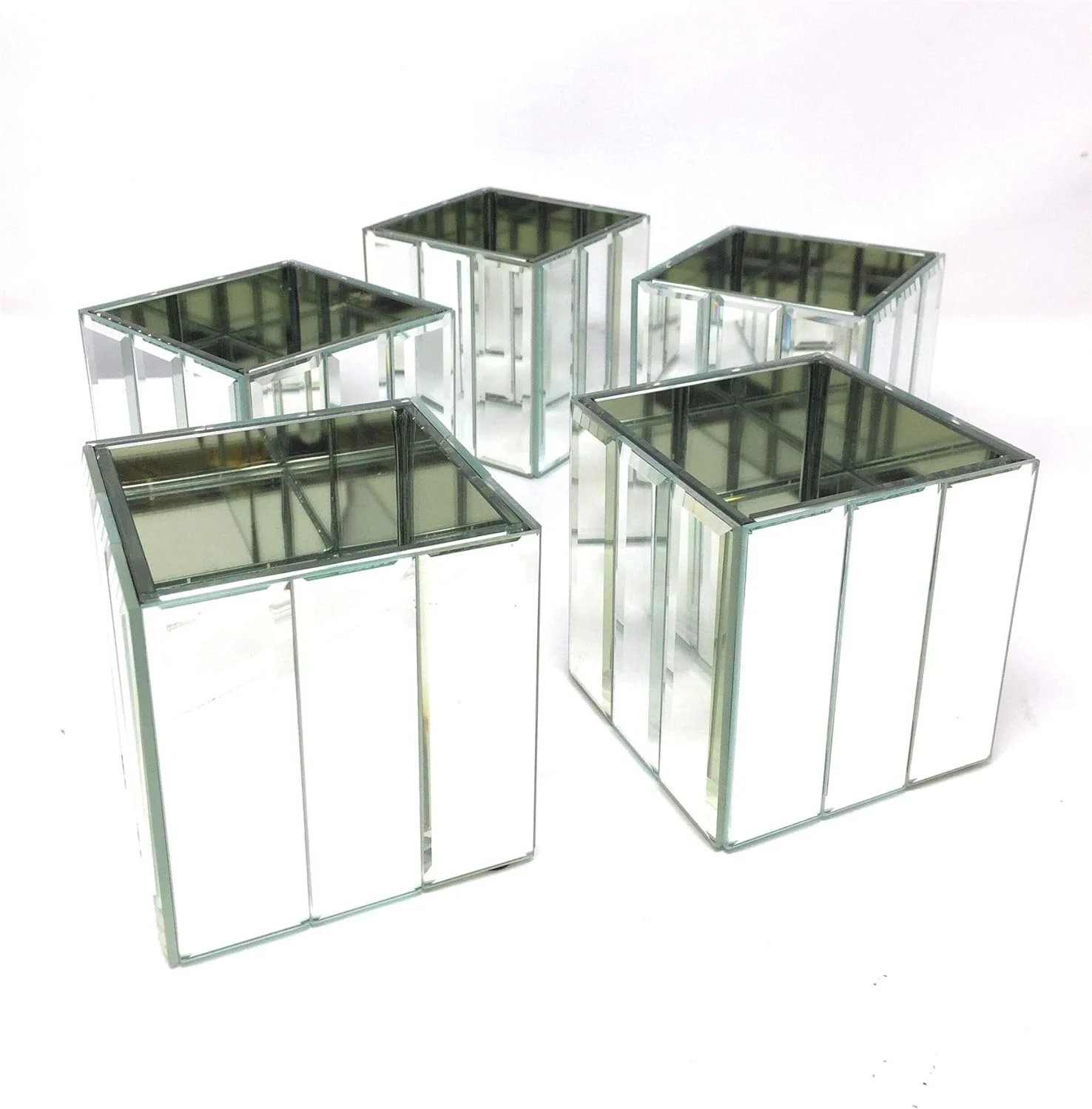 Gatsby Mirror Cube Vase, Set Of 12 – Art Deco Inspired Glass Vase With Mirror Finish, Measures 4” Cube