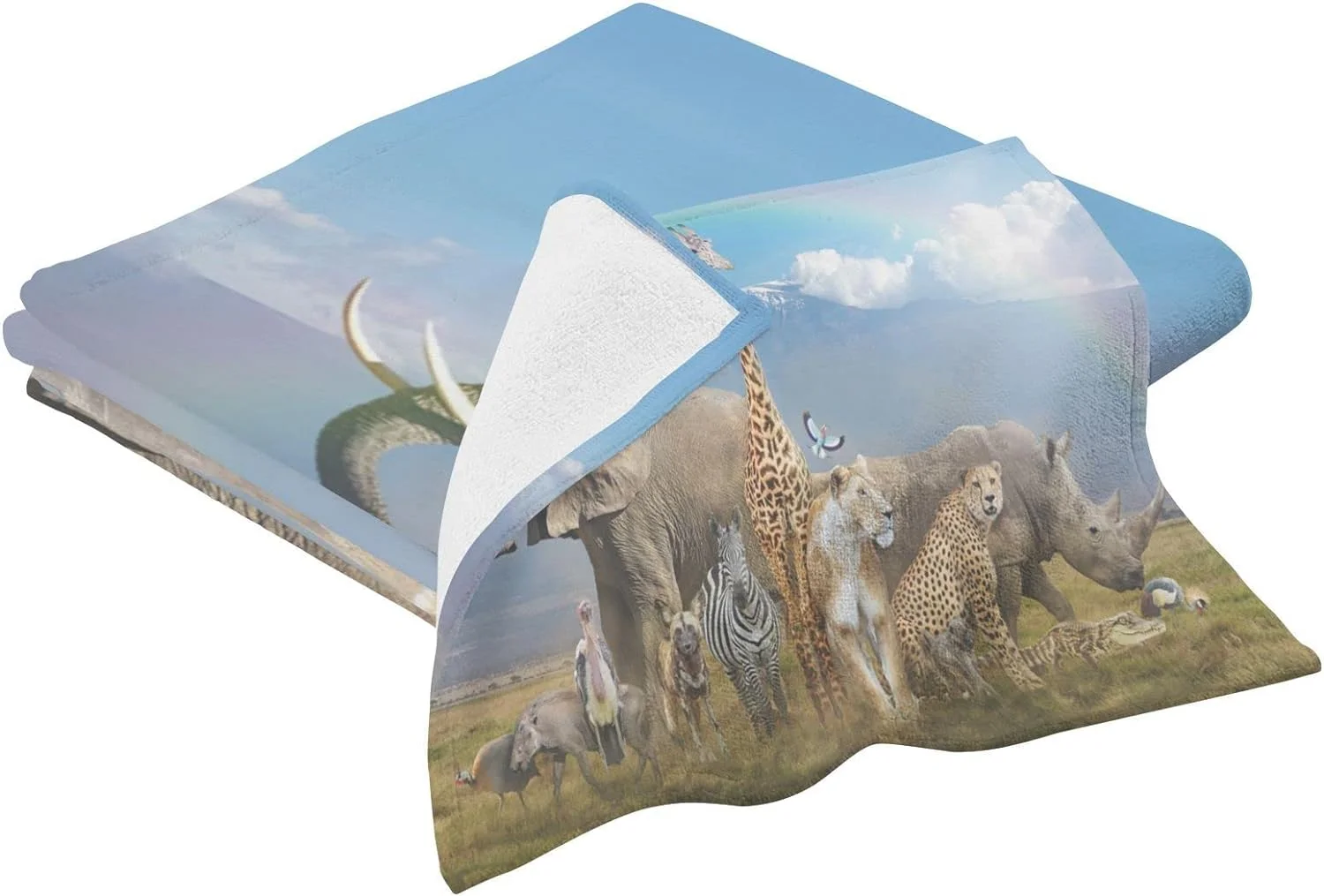 Dreamtimes African Animals Bath Towel Set, Pure Cotton Washcloth Lightweight and Highly Absorbent Quick Drying Towels for Bathroom