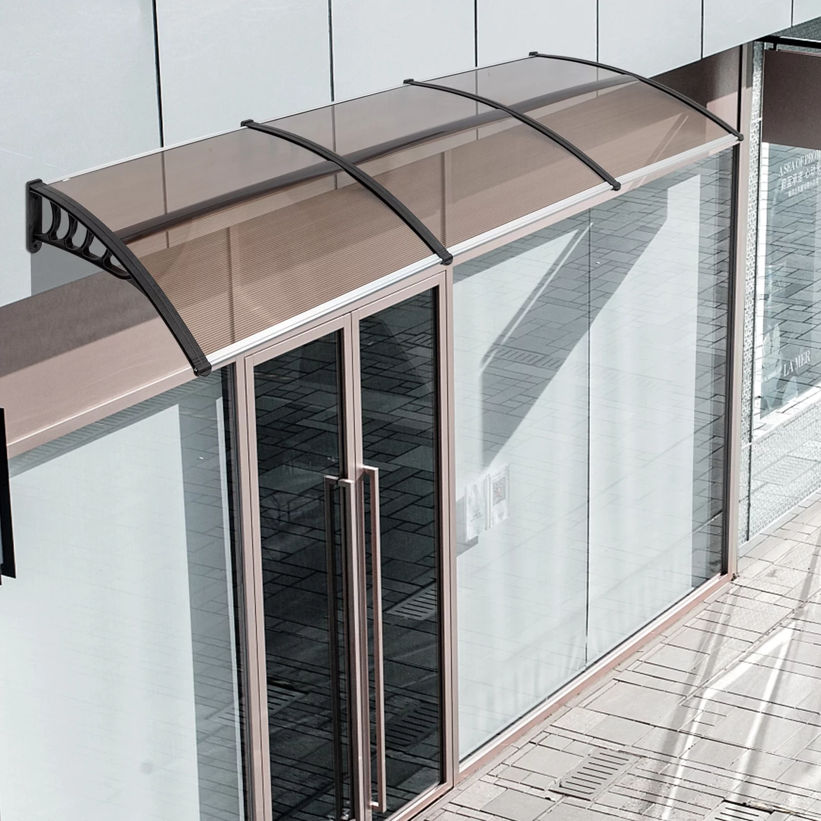 Window Awning Door Canopy,300*96cm Modern Polycarbonate Front Door Canopy, Patio Awning Canopy Window Door Cover for Rain Snow Sunlight Protection Hollow Sheet