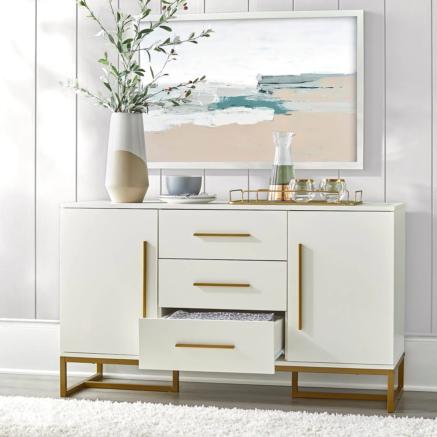 HBBOOMLIFE Simple Living Emmeline Modern Sideboard White