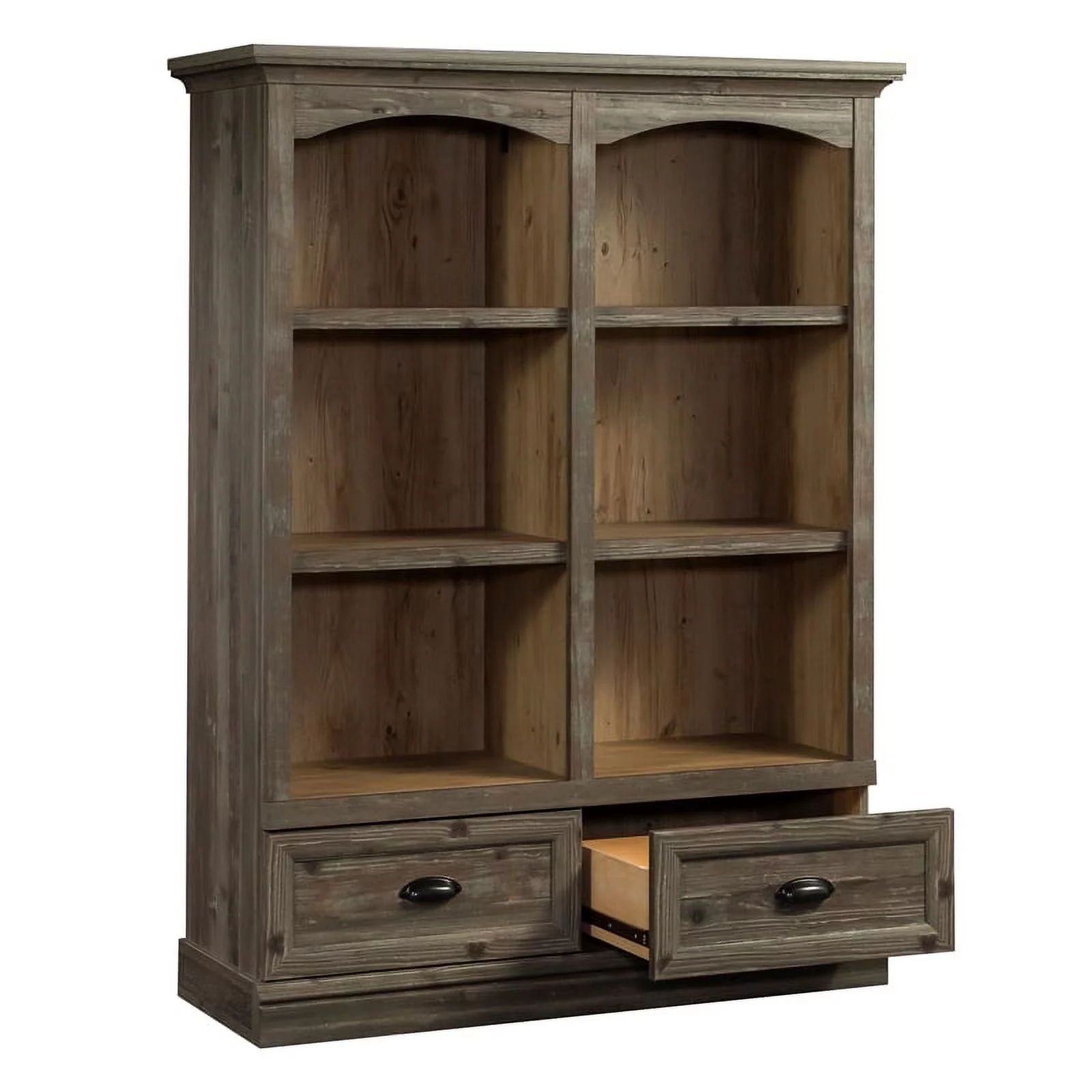 Pemberly Row Contemporary Engineered Wood Bookcase in Pebble Pine