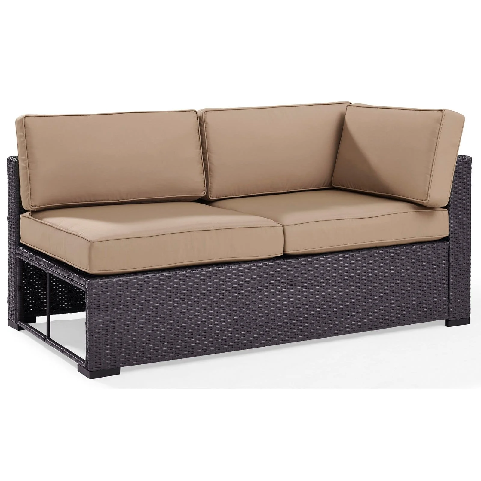 Crosley Furniture Biscayne Wicker / Rattan Patio Loveseat in Brown and Mocha