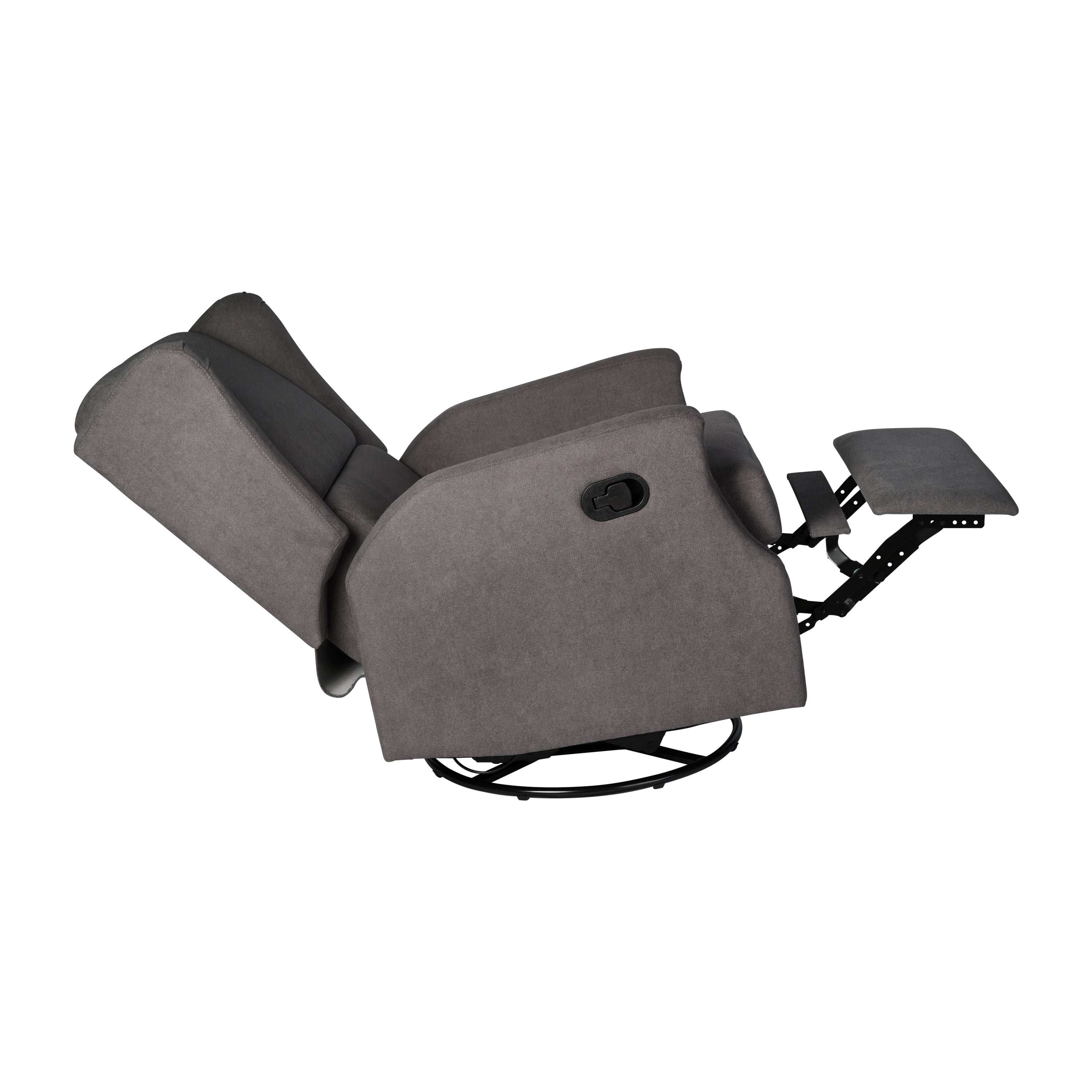 Merrick Lane 3-in-1 Wingback Manual Recliner Rocker Swivel Glider Chair in Dark Gray