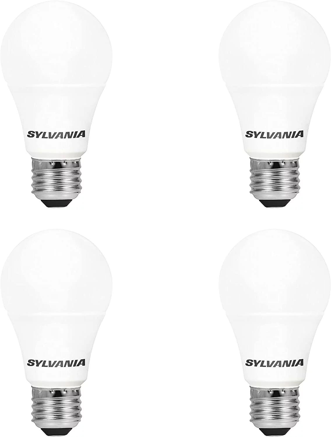 SYLVANIA LED Light Bulb, 75W Equivalent A19, Efficient 12W, Medium Base, Frosted Finish, 1100 Lumens, Daylight - 4 Pack (78100)