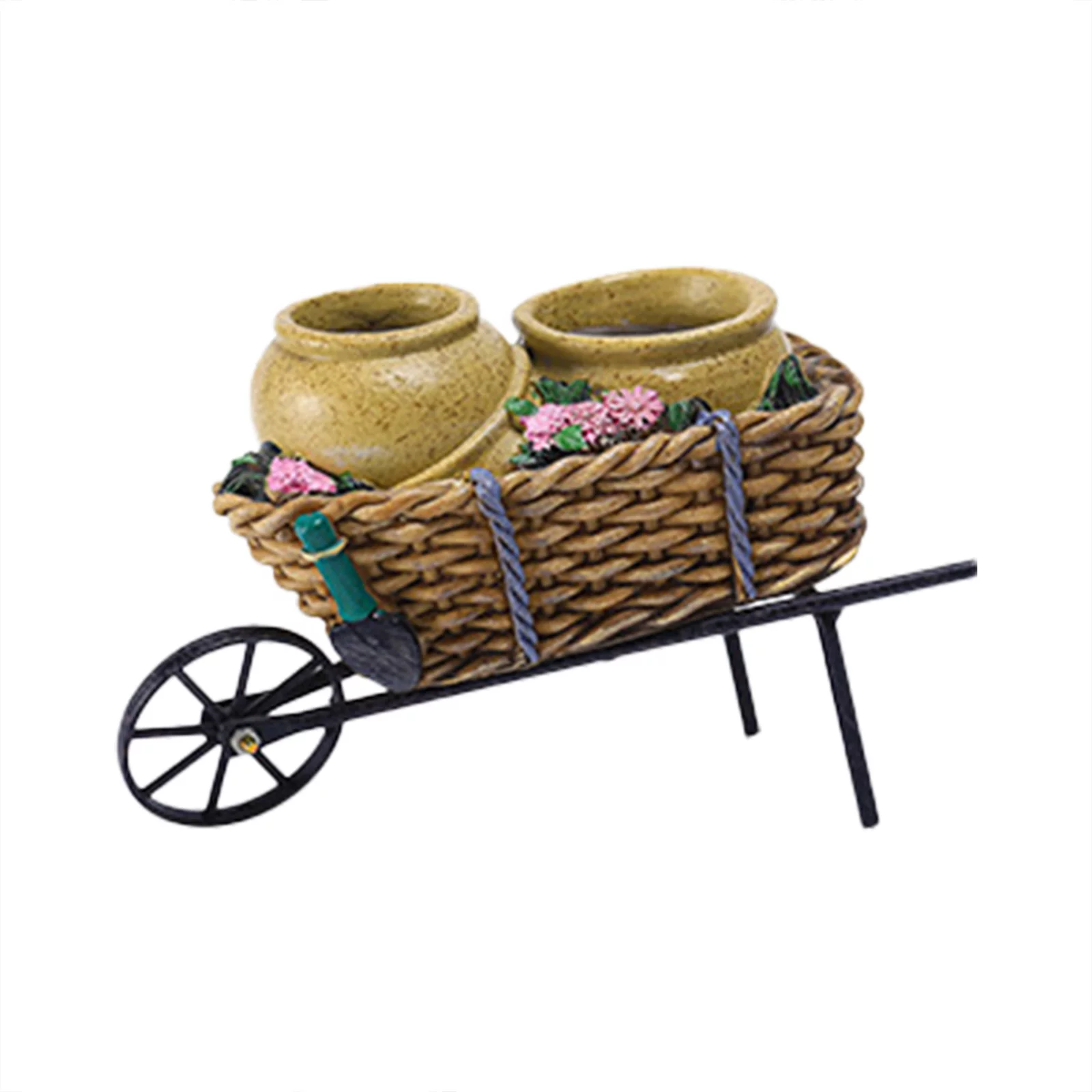 Pull Cart Flower Pot Creative Micro Landscape Resin Flower Pots For Home Restaurant Decoration Ornaments For Desktop Office Decor Solar Flower Pot Lamp Post Lug Extra Large Pumpkin for Cooking Metal