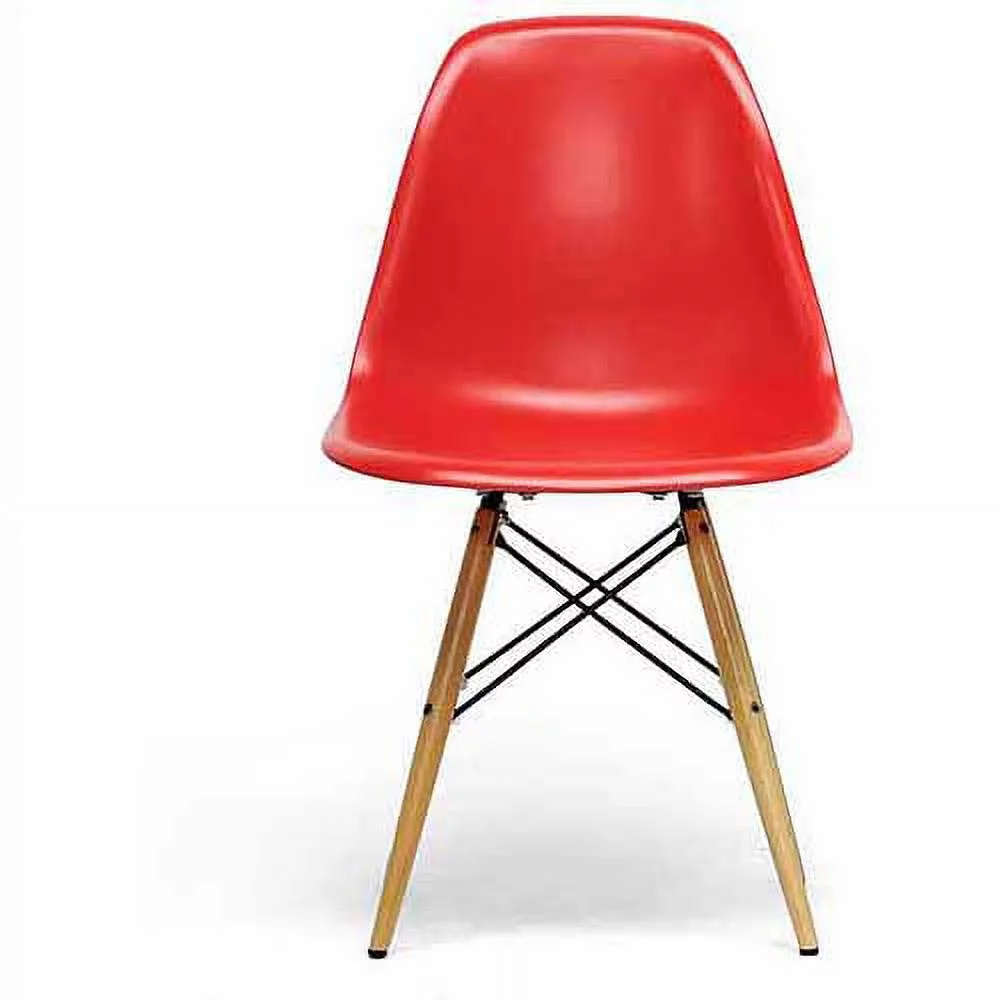 Wholesale Interiors Azzo Plastic Mid-Century Modern Shell Chair, Set of 2, Taupe