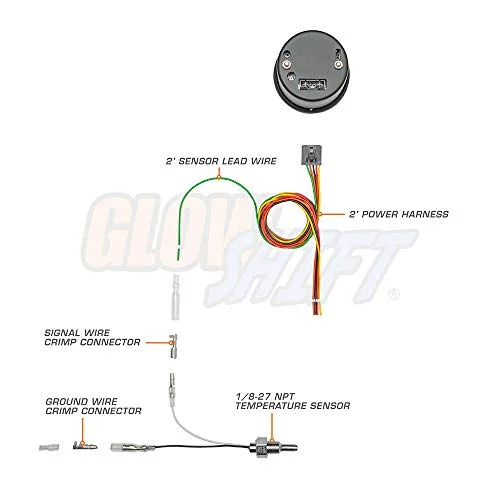 GlowShift 10 Color Digital 300 F Water Coolant Temperature Gauge Kit - Includes Electronic Sensor - Multi-Color LED Display - Tinted Lens - for Car & Truck - 2-1/16