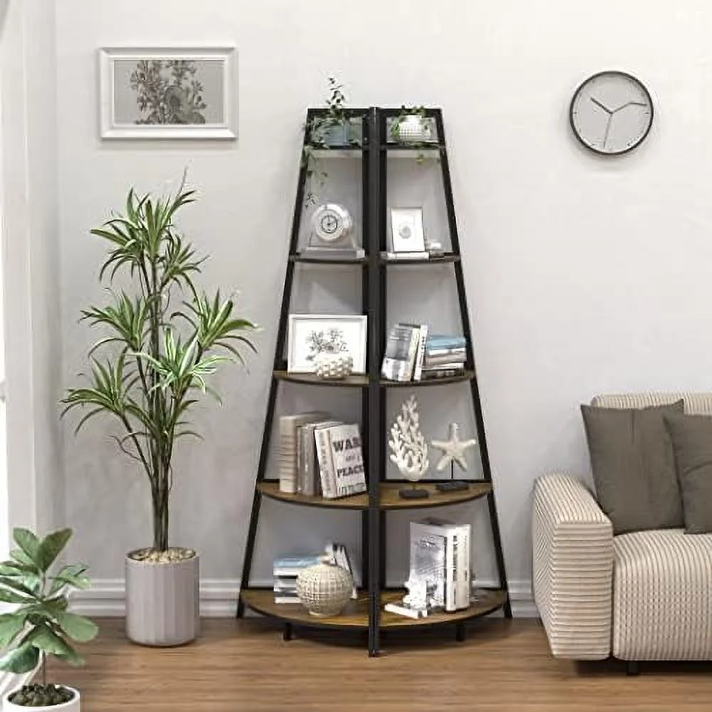 CKPFVY Corner   White Corner Bookshelf  5 Tier  Ladder Bookcase  70" Tall Plant Stand  Modern Open Book Shelves in Living Room  Bedroom  Home Office  Kitchen  Balcony