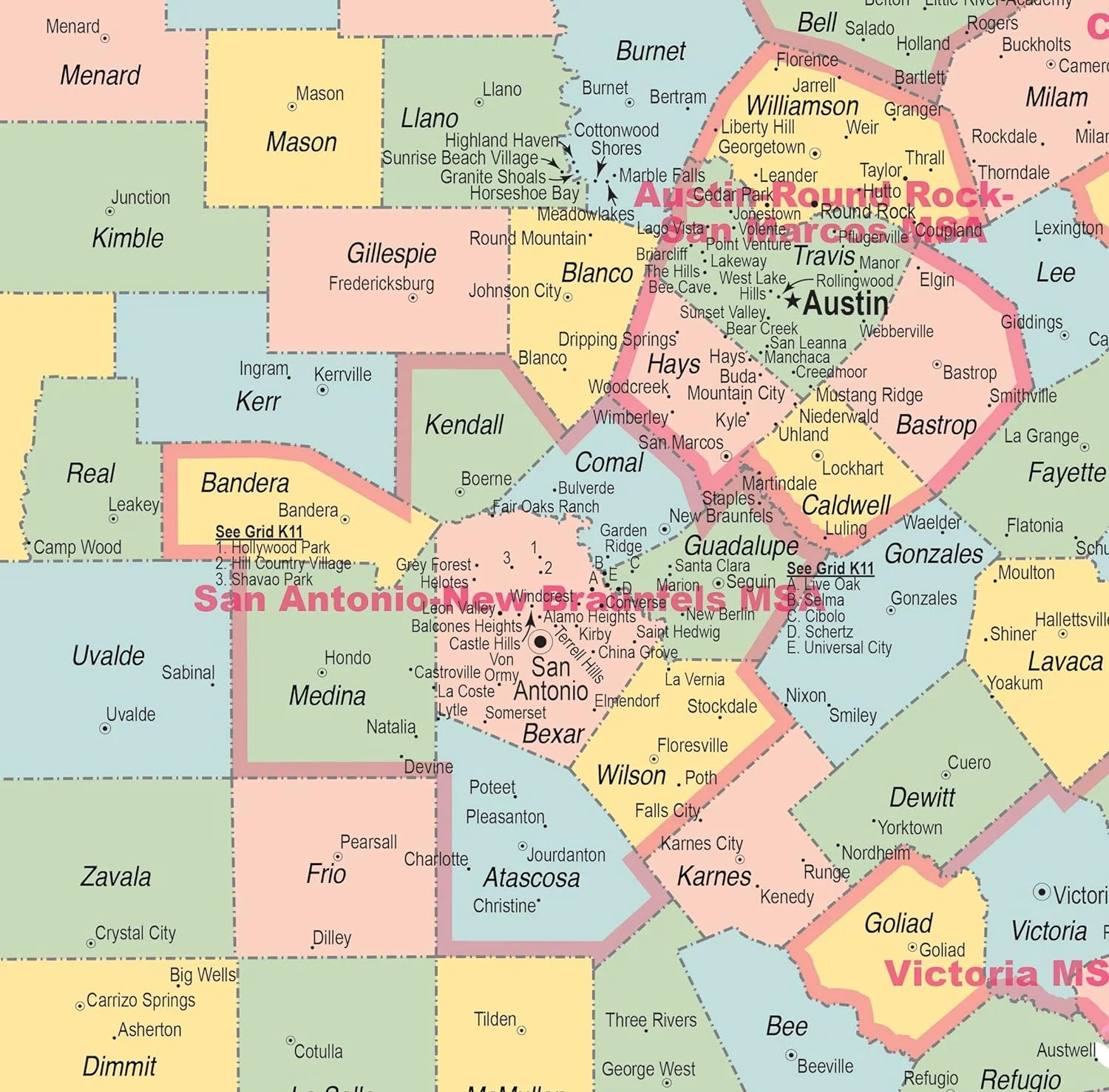County Wall Map - Includes Counties, Cities, Towns, County Seats, 's - Over 1200 Cities & Towns Listed With Populations (Paper, 36''X36'')