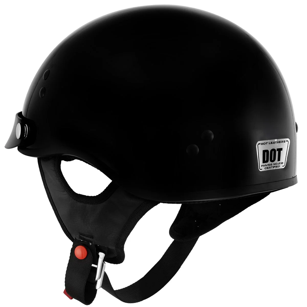Hot Leathers HLT70 'Stealth' Glossy Black Motorcycle DOT Skull Cap Classic Half Helmet X-Small