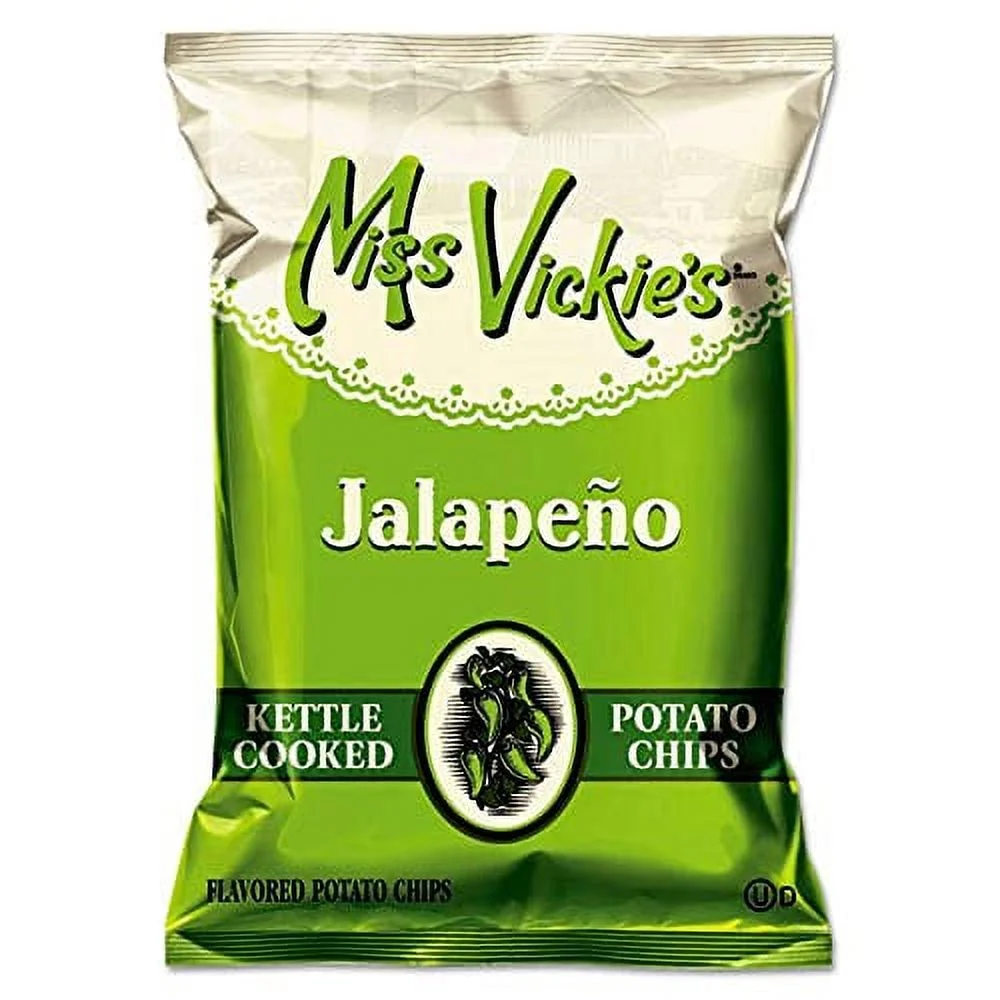 Miss Vickie's Kettle Cooked Jalapeno Potato Chips 1.375 oz Bag 64/Carton 44441