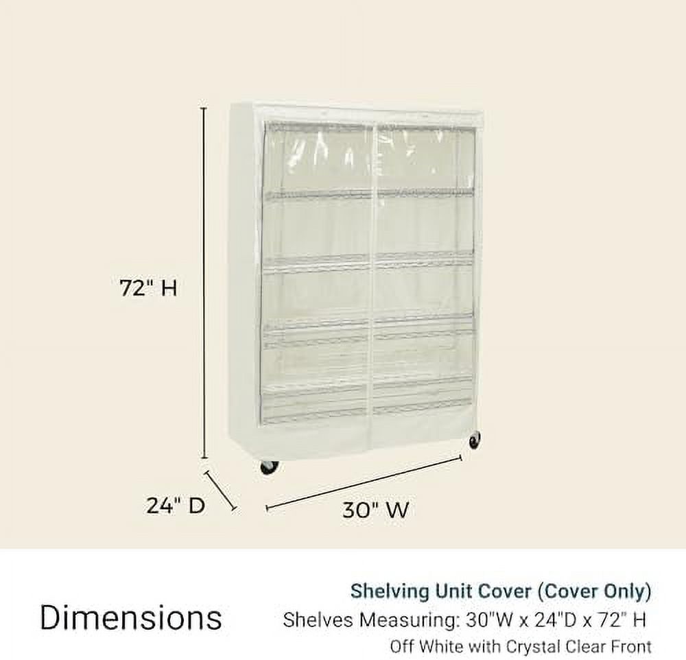 CLKHGFAR Premium Clear Front Wire  Cover Off  - Heavy-Duty  Solution for Wire Shelving Rack (30\u201DWx24\u201DDx72\u201DH) - Waterproof PVC  Water/Dust Resistant Fabric  Multi Zipper