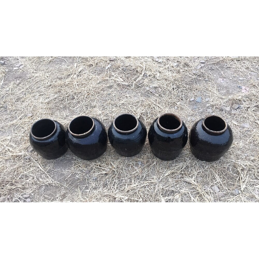 Artissance  Small Vintage Oil Pot With Black Glaze, 5 Inch Tall (Size & Finish Vary)