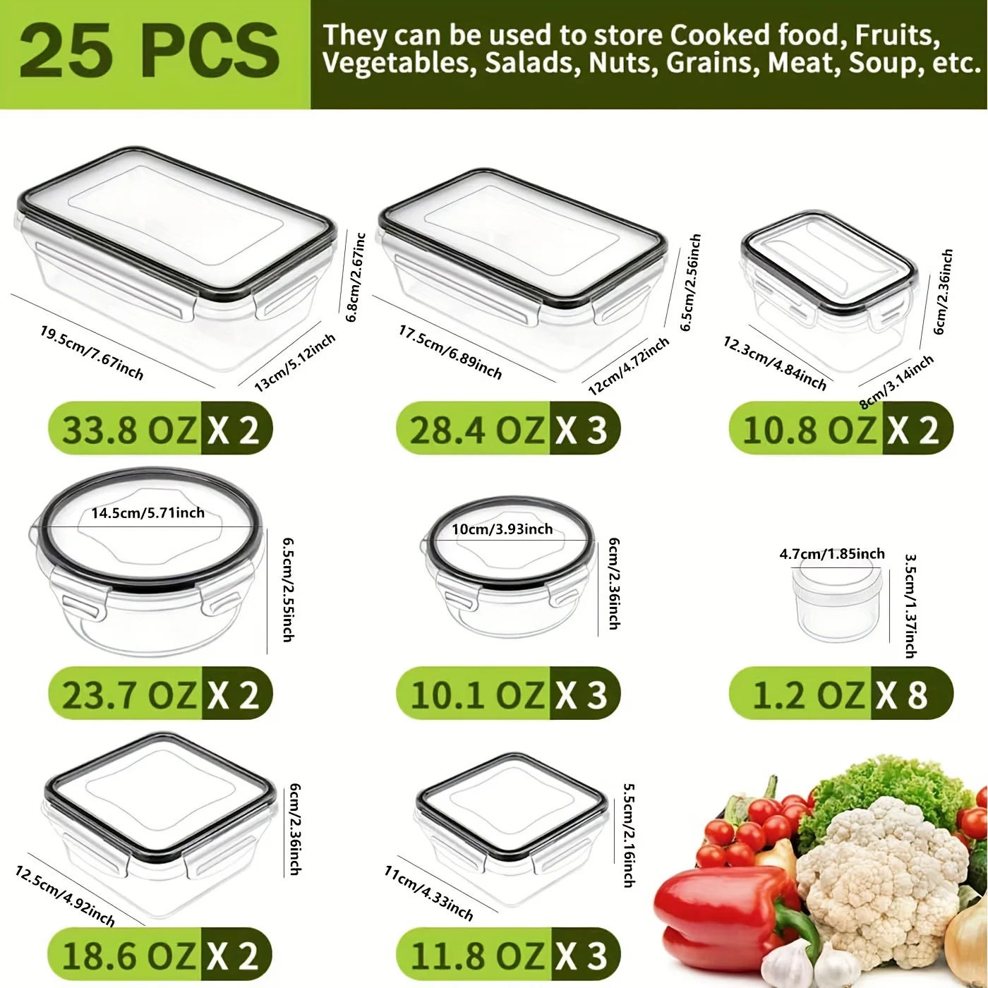 50pcs Food Storage Containers With Lids Airtight, Plastic Lunch Containers For Pantry Kitchen Organization Storage (25 Lids   25 Containers), Meal Prep Containers With Labels & Marker