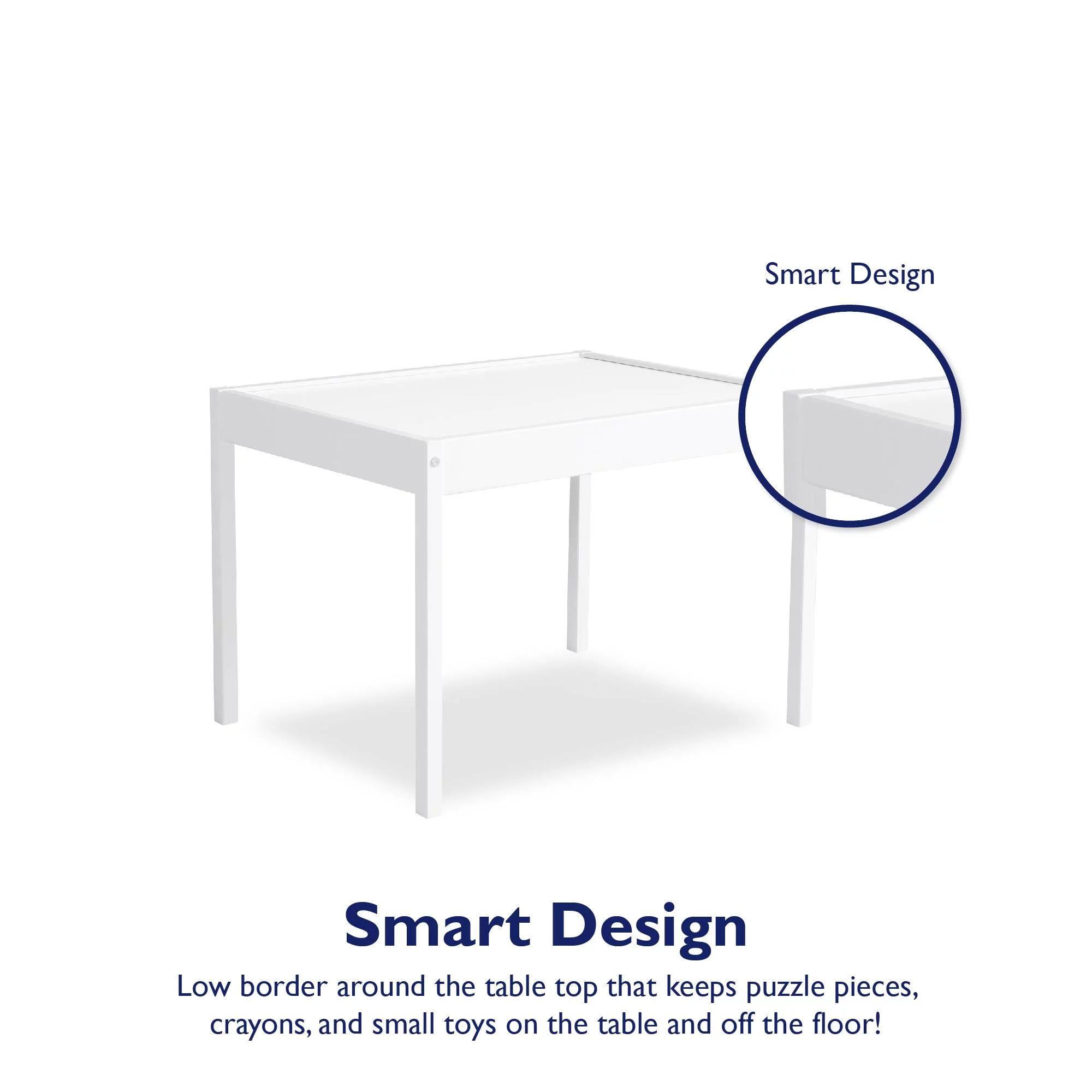 Baby Relax Hunter 5-Piece Kiddy Table & Chair Kids Set, White