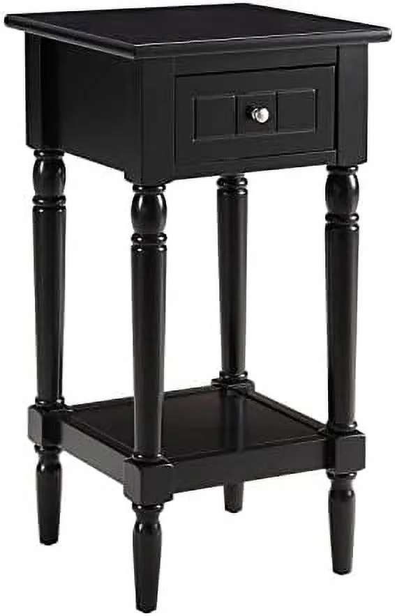 JDZHAPPYLIFE French Country Khloe 1 Drawer Accent Table with   Black