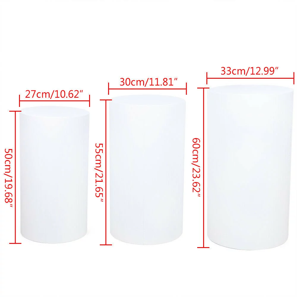 SHZICMY  3Pcs Round Cylinder Pedestals Display,Plinth Pillars Cake Display Rack for Decor