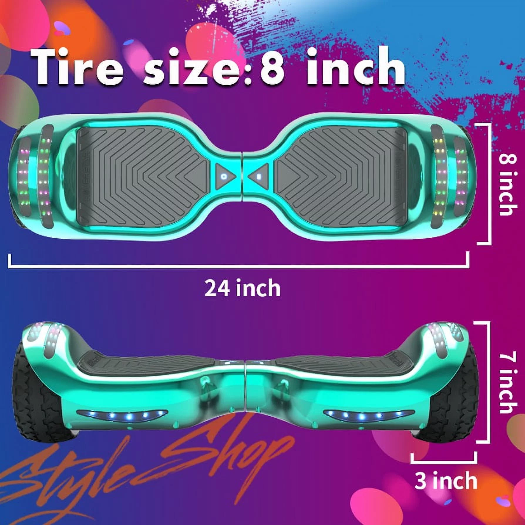 6.5'' Hoverboard with Front/Back LED with Bluetooth Speaker, Self-Balance Flash Wheel, UL Chrome Purple