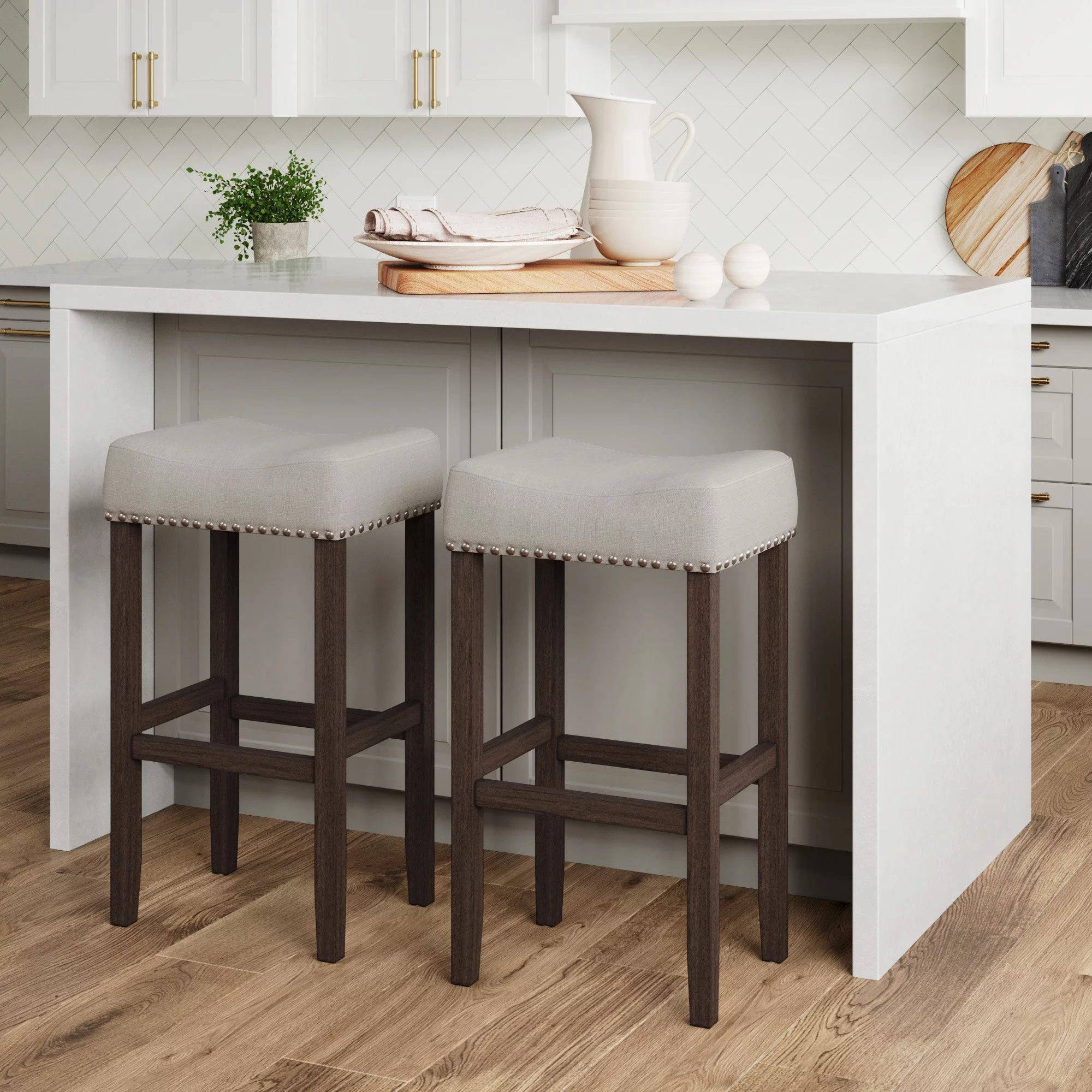 Nathan James Hylie Nailhead Wood Pub-Height Counter Bar Stool 29