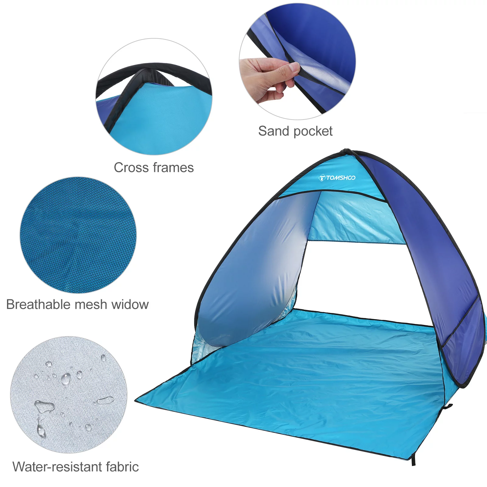 Automatic Instant Pop Up Beach Tent Lightweight Beach Shade Sun Shelter Tent Canopy Cabana with Carry Bag