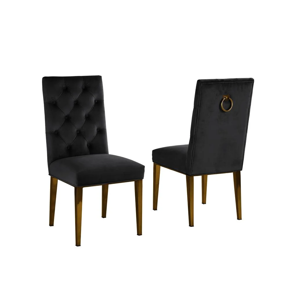 7 Piece Dining Set with Rectangular Clear Glass Top and Gold Stainless Steel