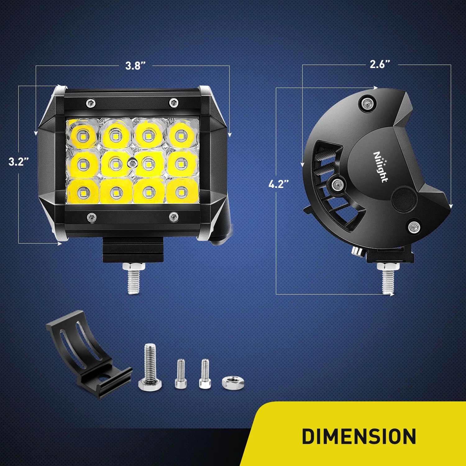 Nilight 3.6 Inch 36W LED Light Bar, 24 Pcs Triple Row Spot Pods 3600LM Work Drivng Lamp Off Road Lights Fit for Trucks UTV ATV Marine Boat Lighting, 2 Years Warranty