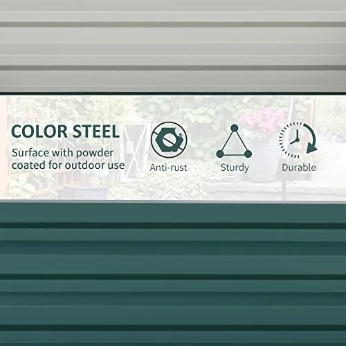 Outsunny Galvanized Raised Garden Bed, 4' x 4' x 1' Metal Planter Box, for Growing Vegetables, Flowers, Herbs, Succulents, Green