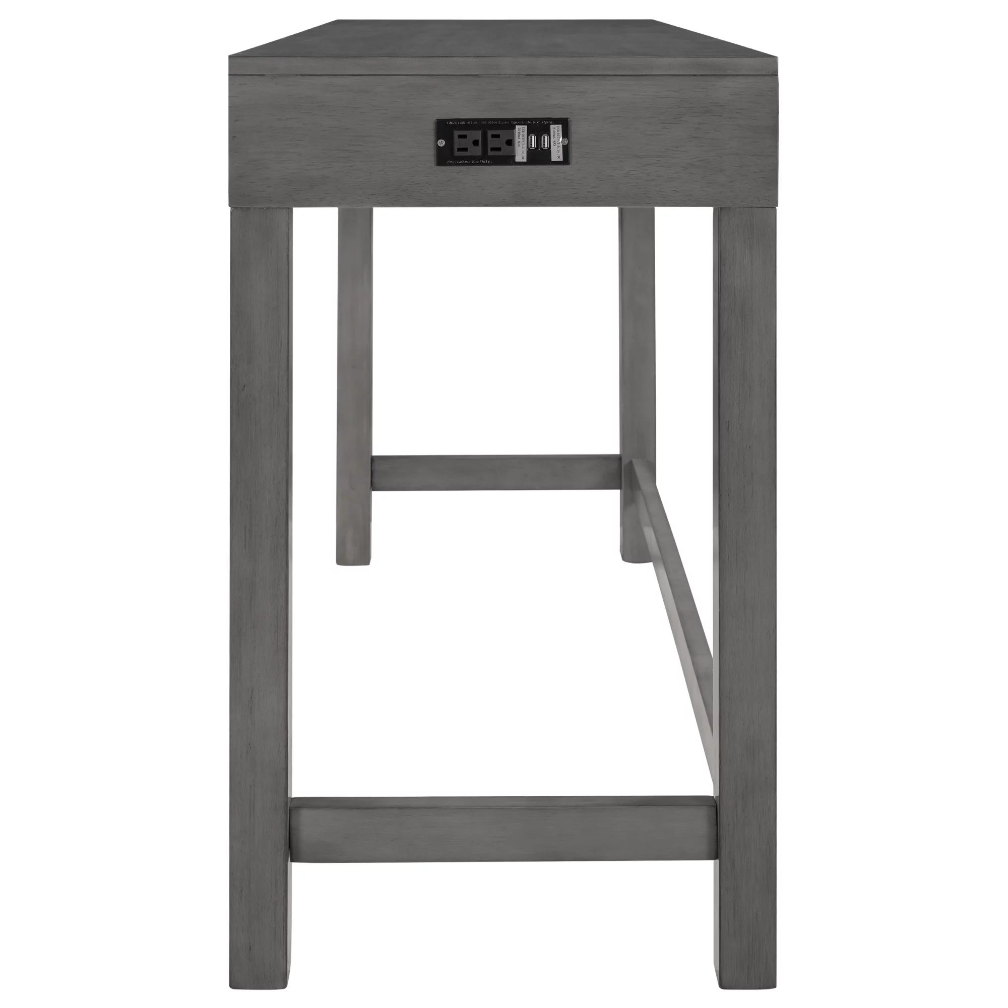 TOPMAX 4-Piece Counter Height Table Set with Socket and Fabric Padded Stools, Gray