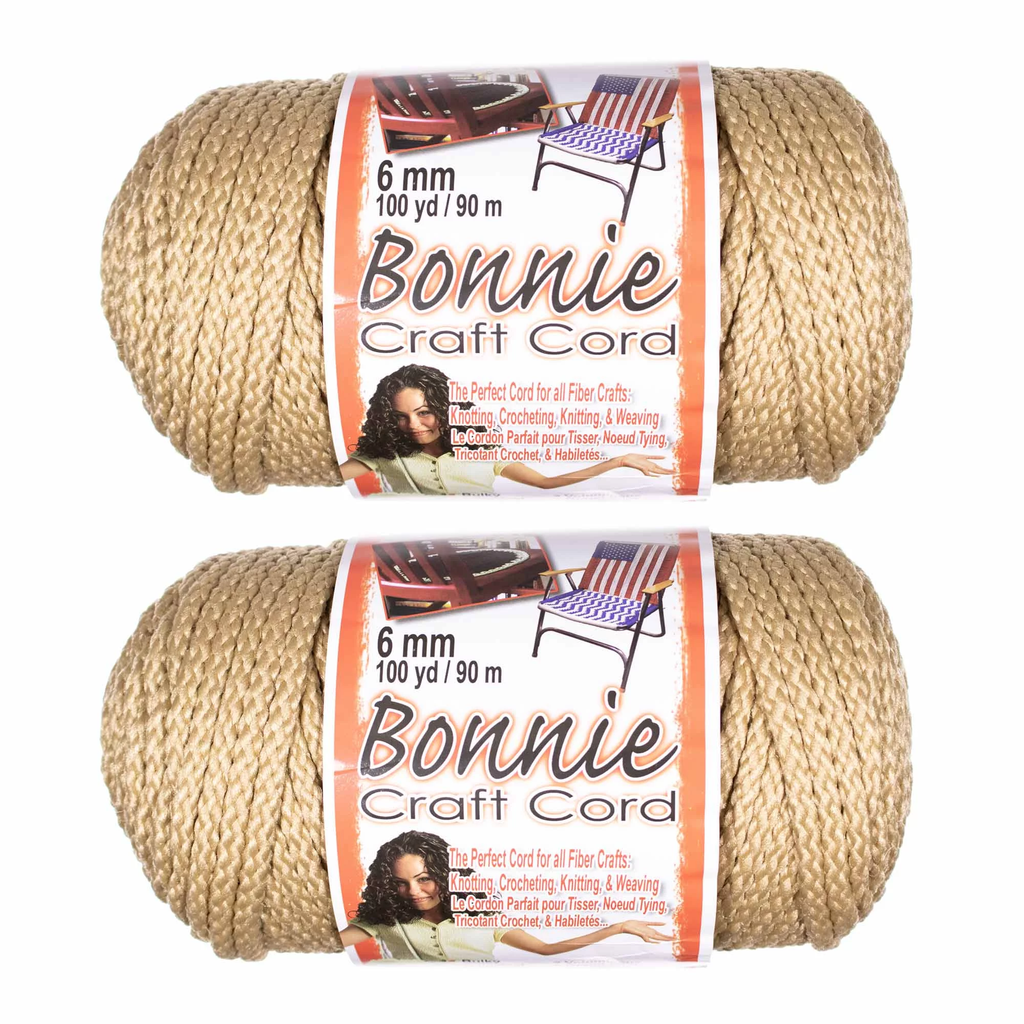 2 Pack Bonnie Macrame Cord - 6mm - 100 yd Lengths - Various Colors