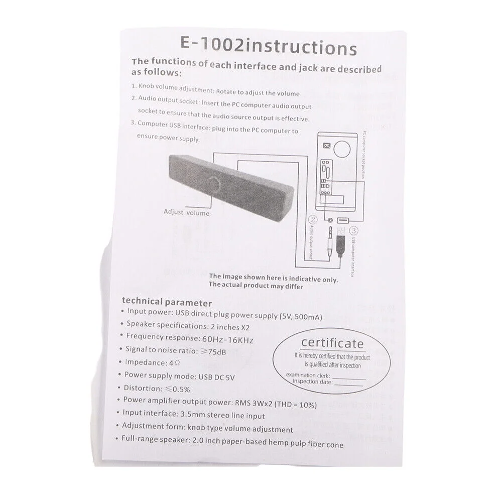 Onemayship Premium Sound Bar Black With Subwoofer 75W Home Theater TV Immersive 3D Audio System Wired Connection