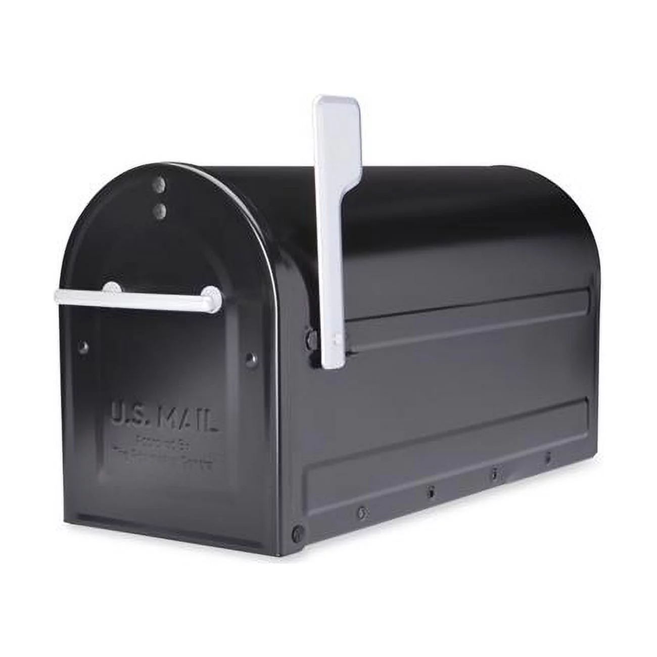 Architectural Mailboxes  Boulder Post Mount Mailbox with Premium Silver Handle & Flag - Black - Large