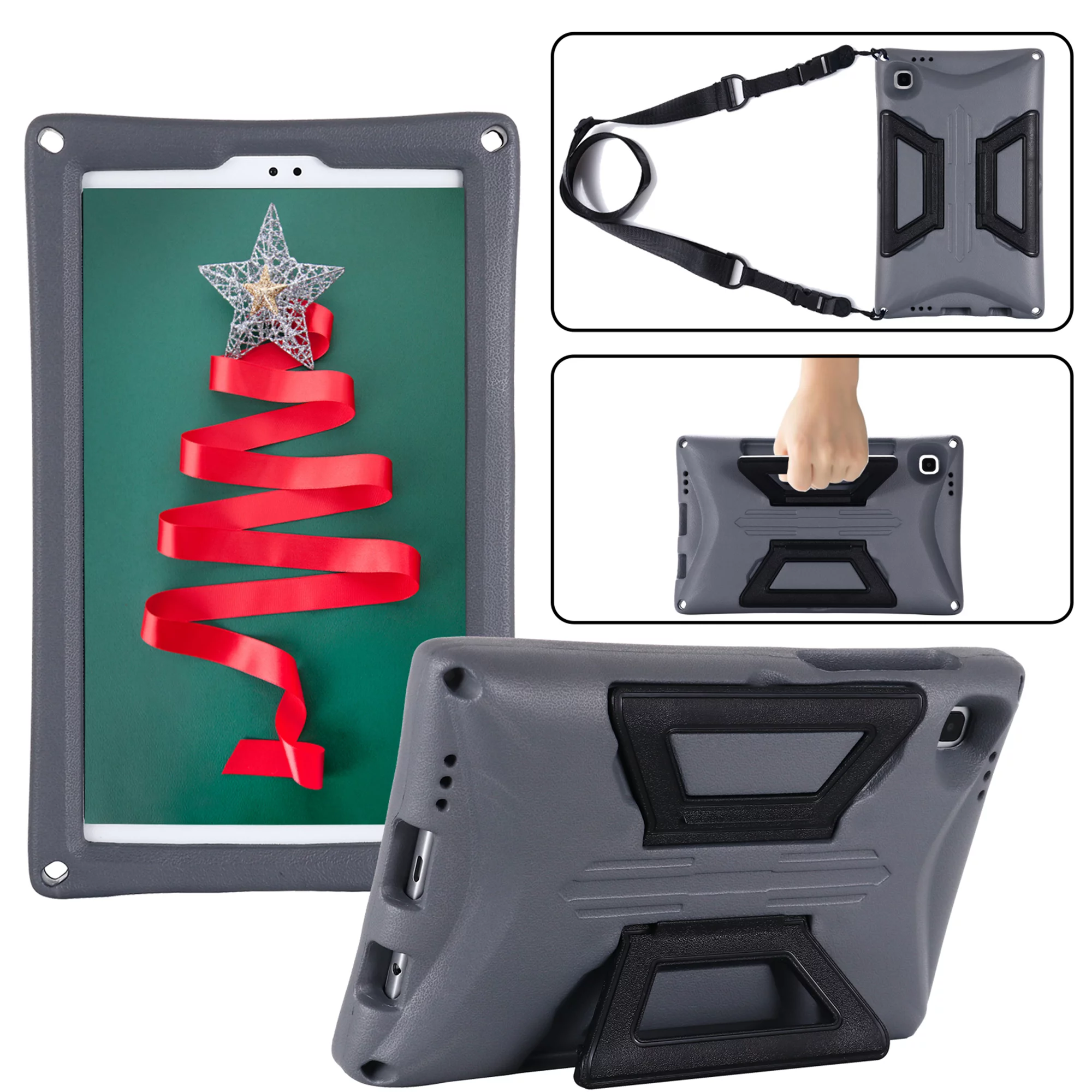 for Samsung Galaxy Tab A7 Lite 8.7 inch Case, Kids Friendly with Pencil Holder Kickstand Shoulder Strap Rugged Shockproof Case Cover for Samsung Galaxy Tab A7 Lite SM-T220/SM-T225,Gray