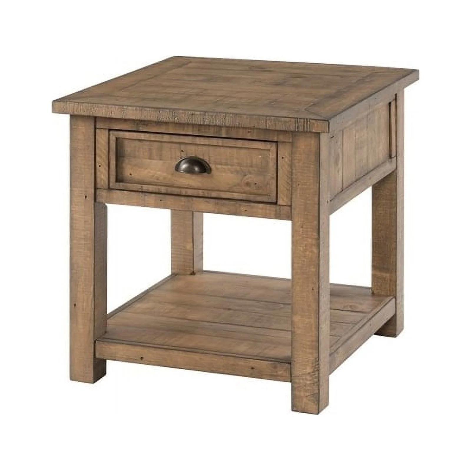 Home Square Monterey Solid Wood End Table in Reclaimed Natural - Set of 2