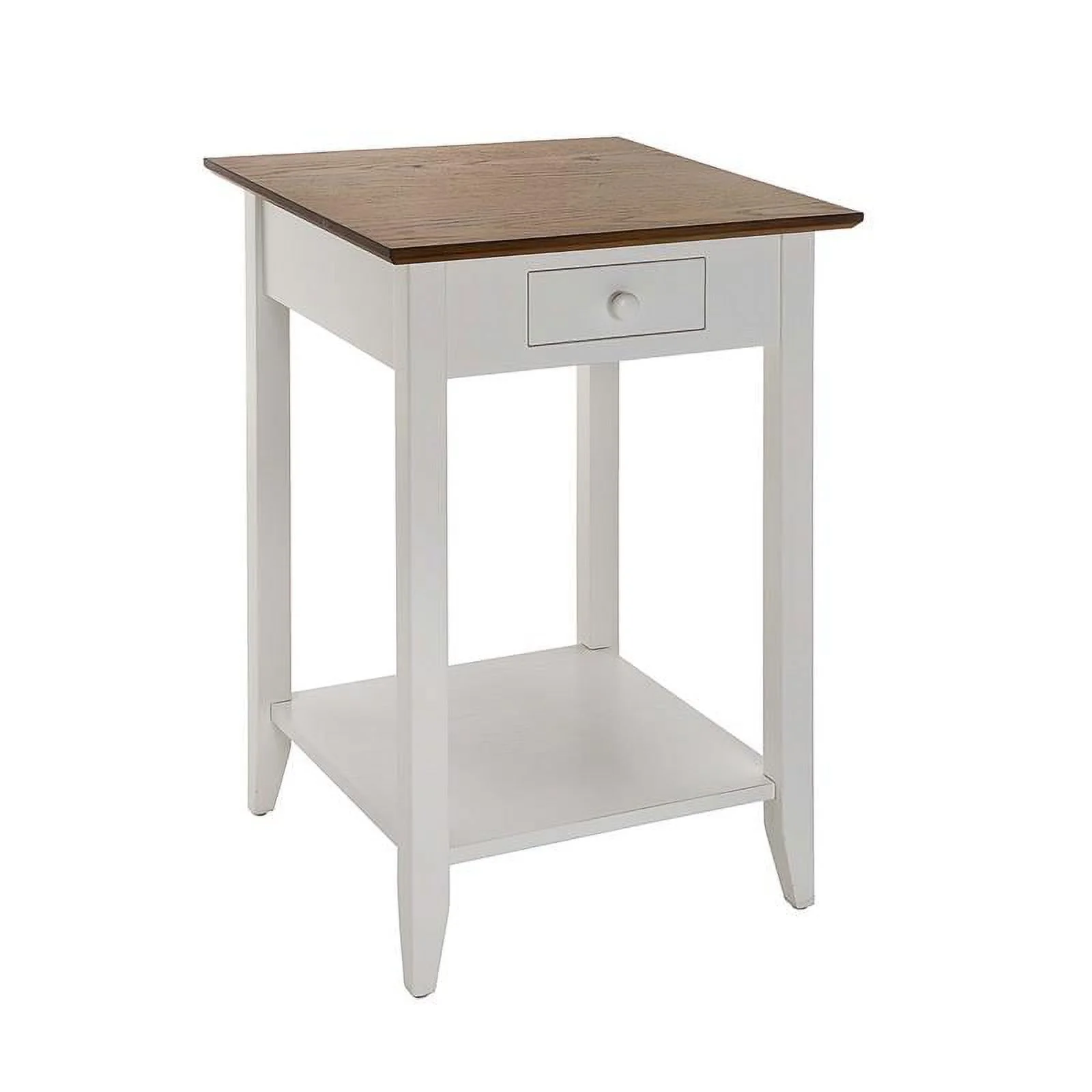Pemberly Row One-Drawer End Table with Shelf in White Wood Finish
