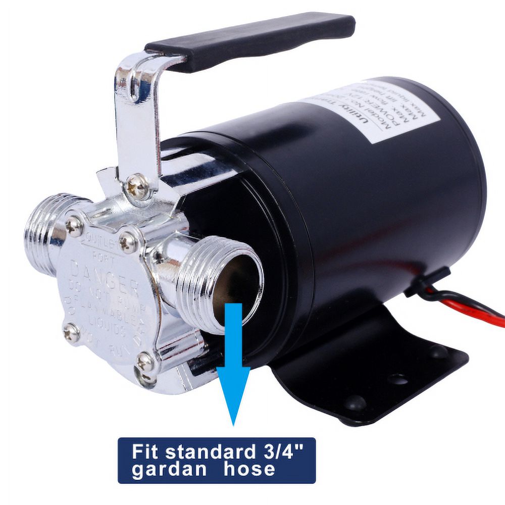 Zateety DC 12-Volt 1/10HP 330GPH Battery Powered Mini Portable Electric Utility Sump Transfer Water Pump with Water Hose Kit Black